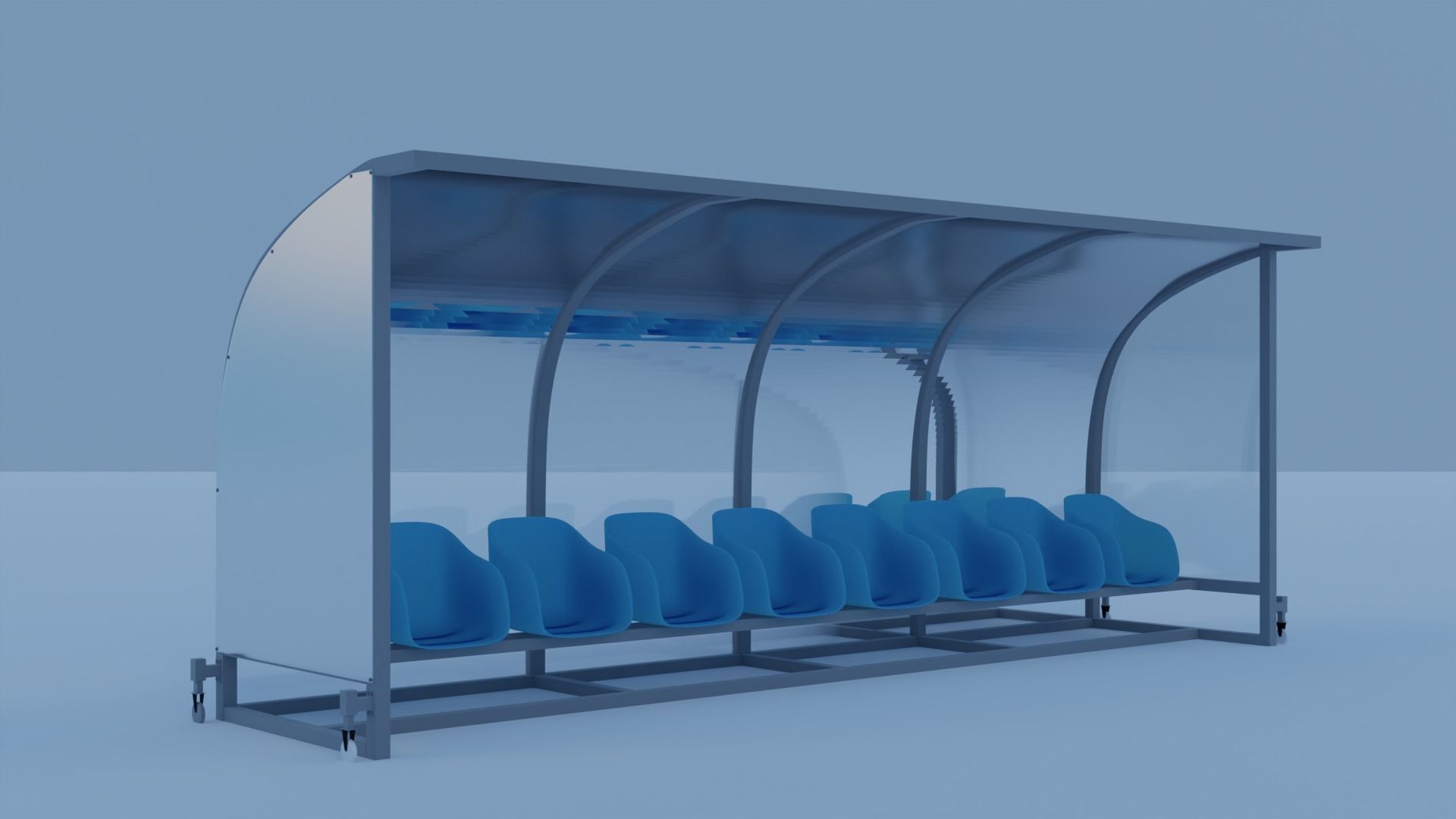 Player Bench with Plastic Seat 3D model_2