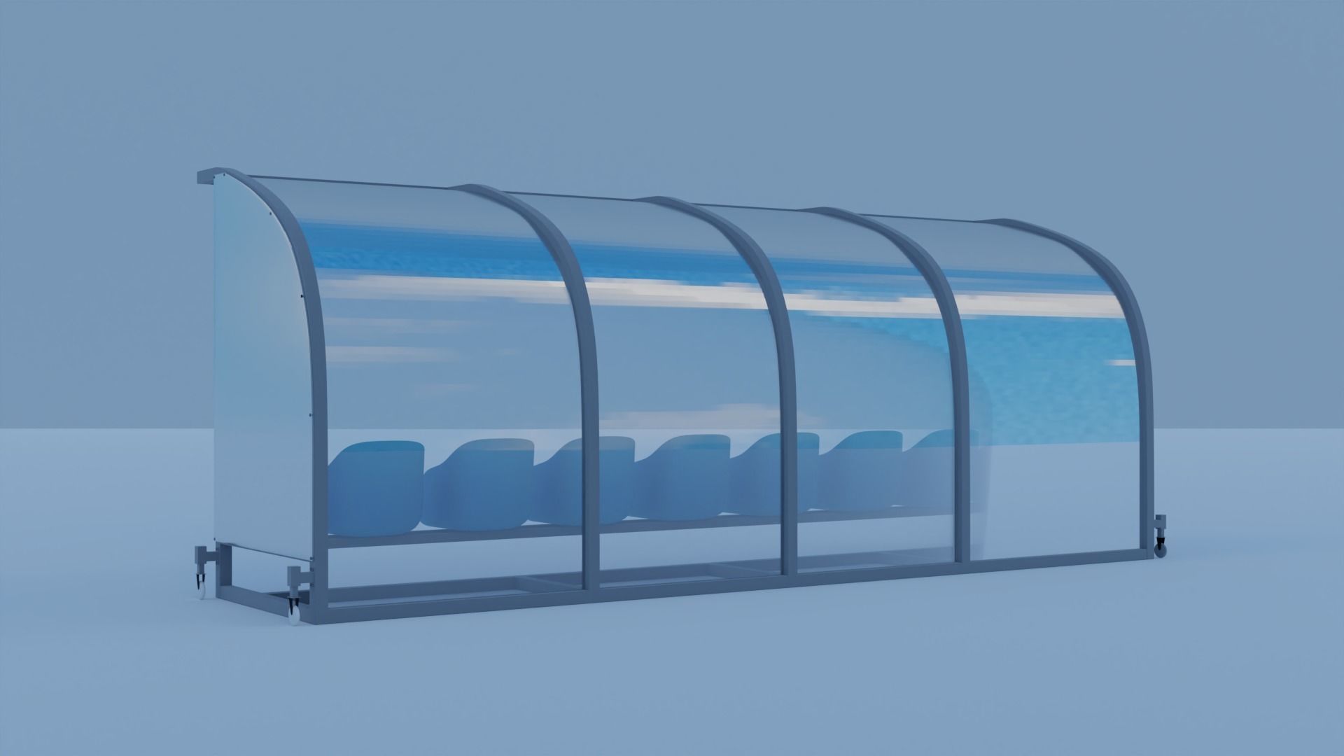 Player Bench with Plastic Seat 3D model_6
