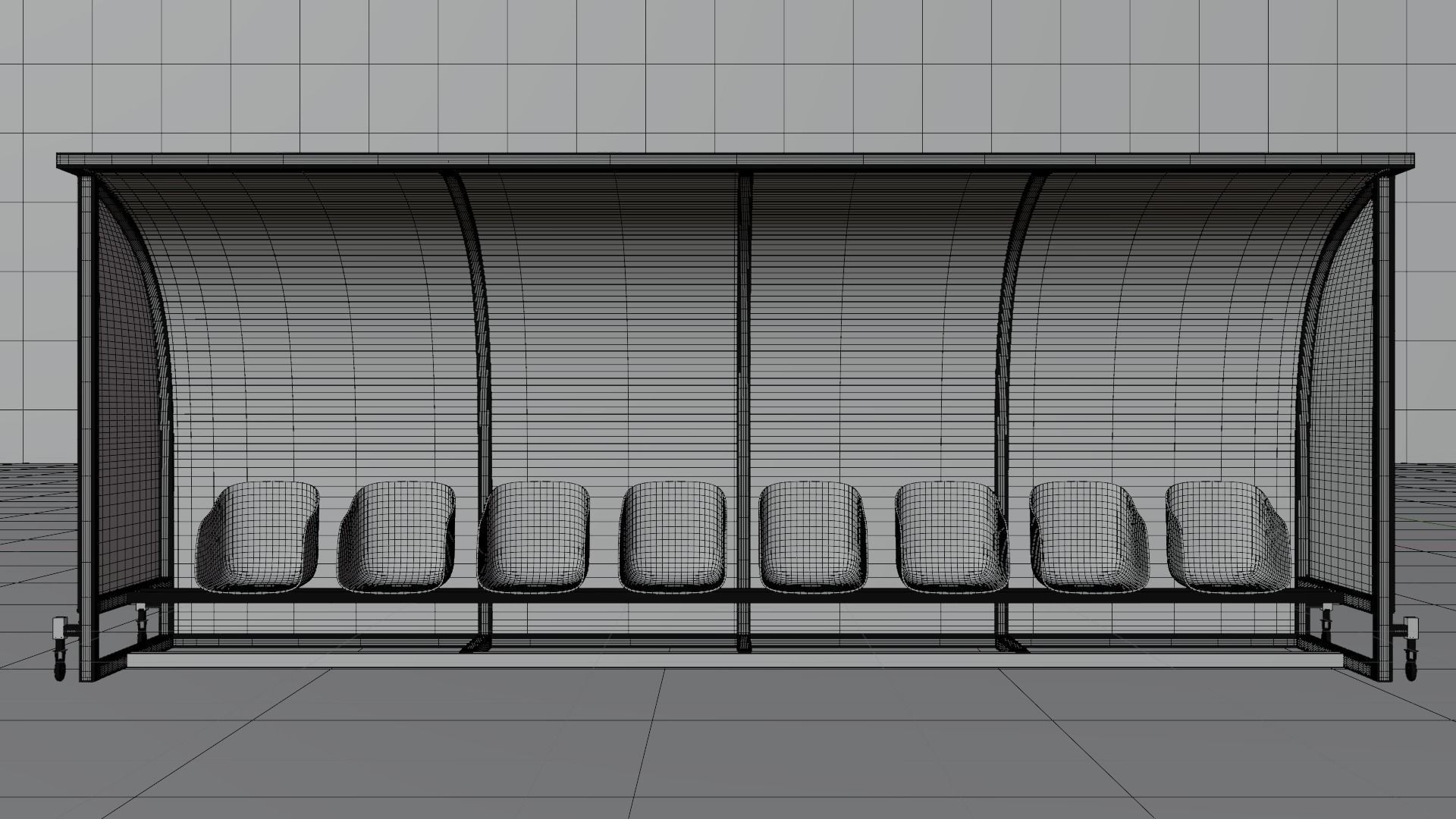 Player Bench with Plastic Seat 3D model_11