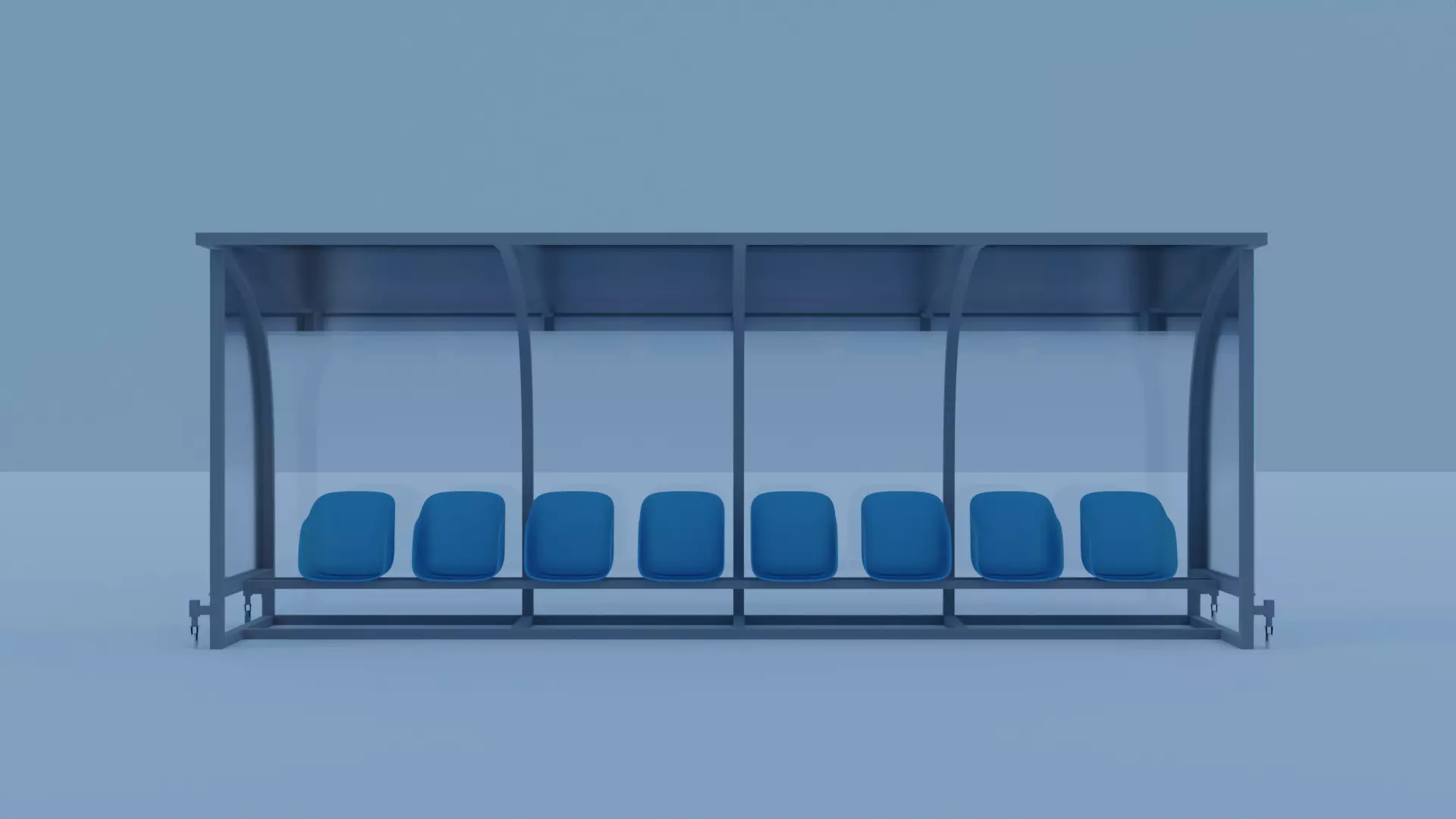 Player Bench with Plastic Seat 3D model_0