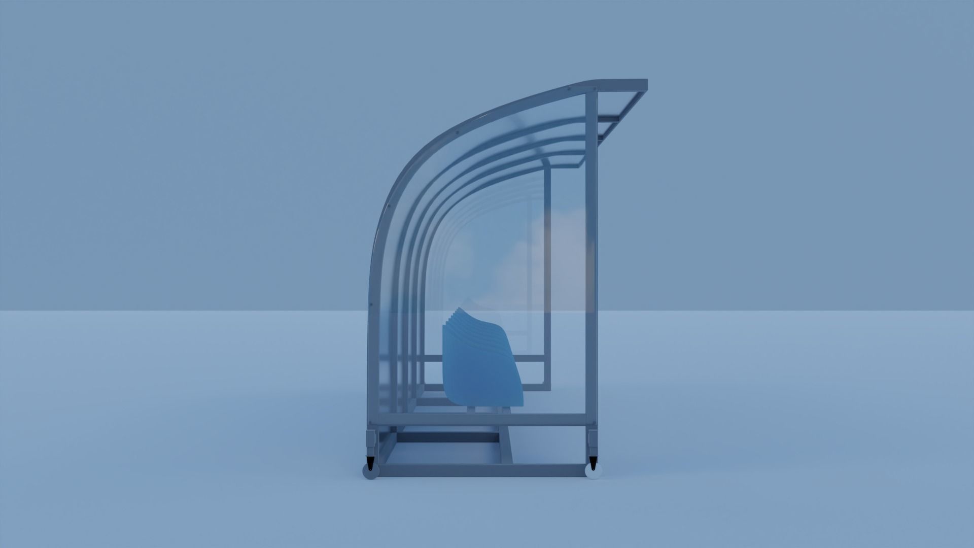 Player Bench with Plastic Seat 3D model_3