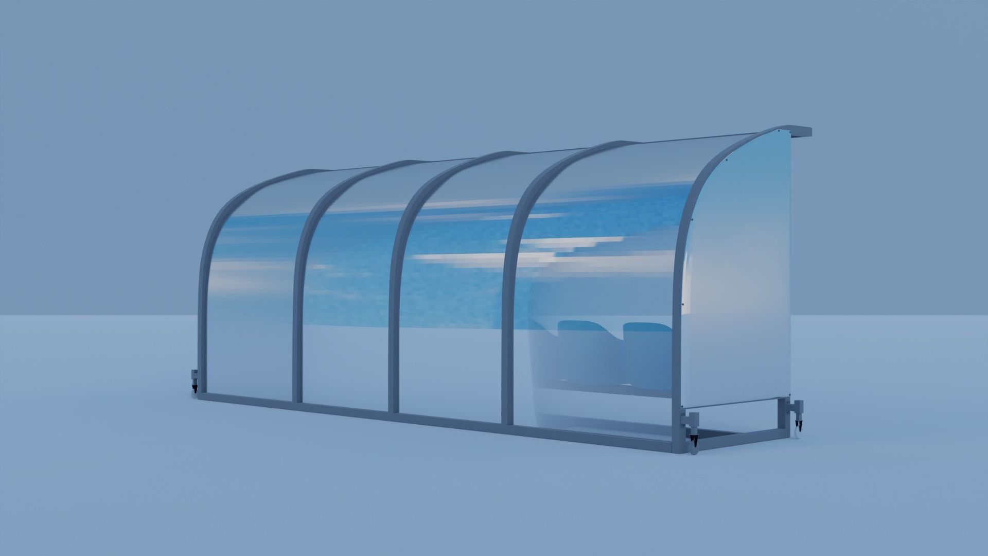 Player Bench with Plastic Seat 3D model_4