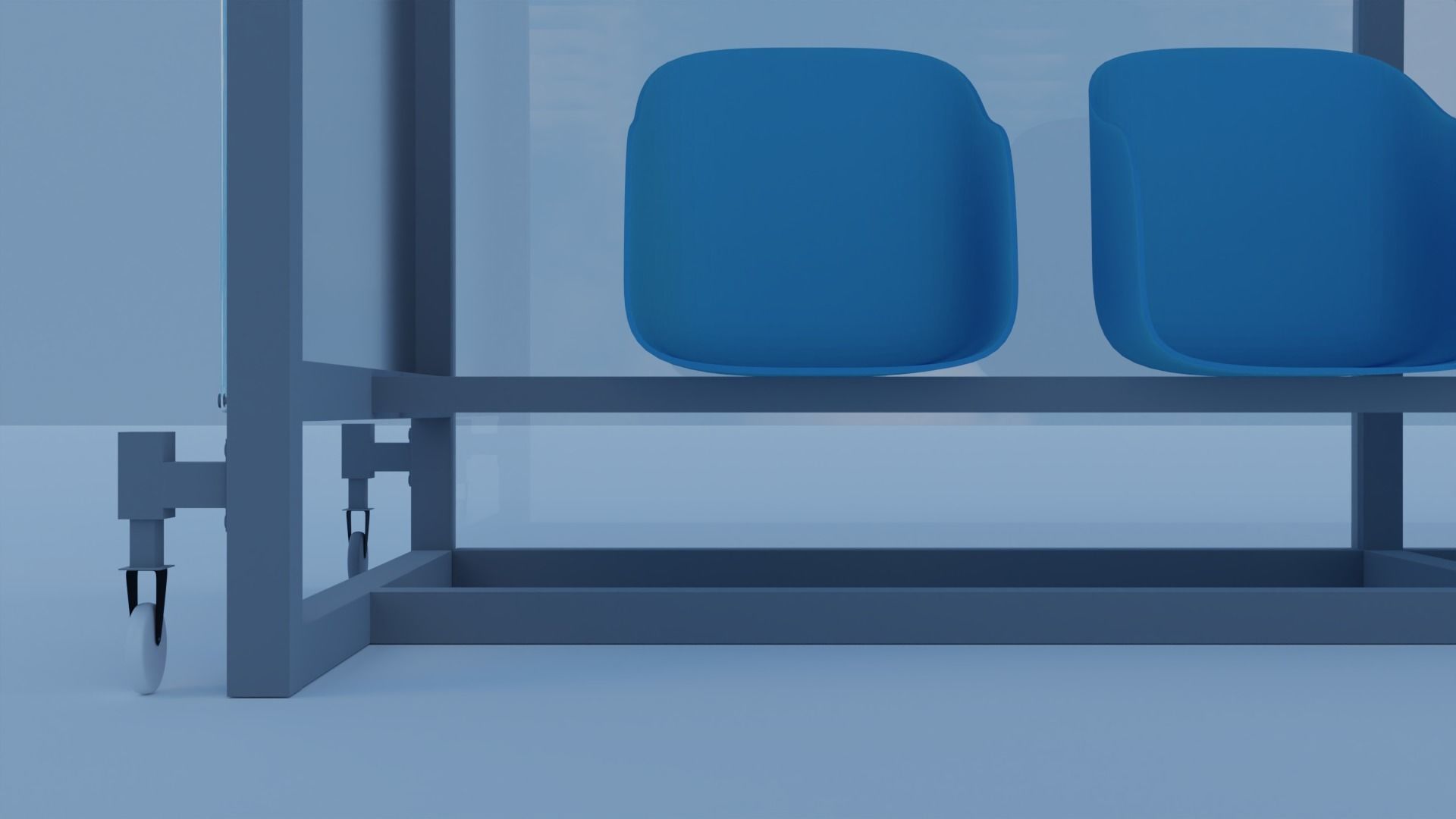 Player Bench with Plastic Seat 3D model_1