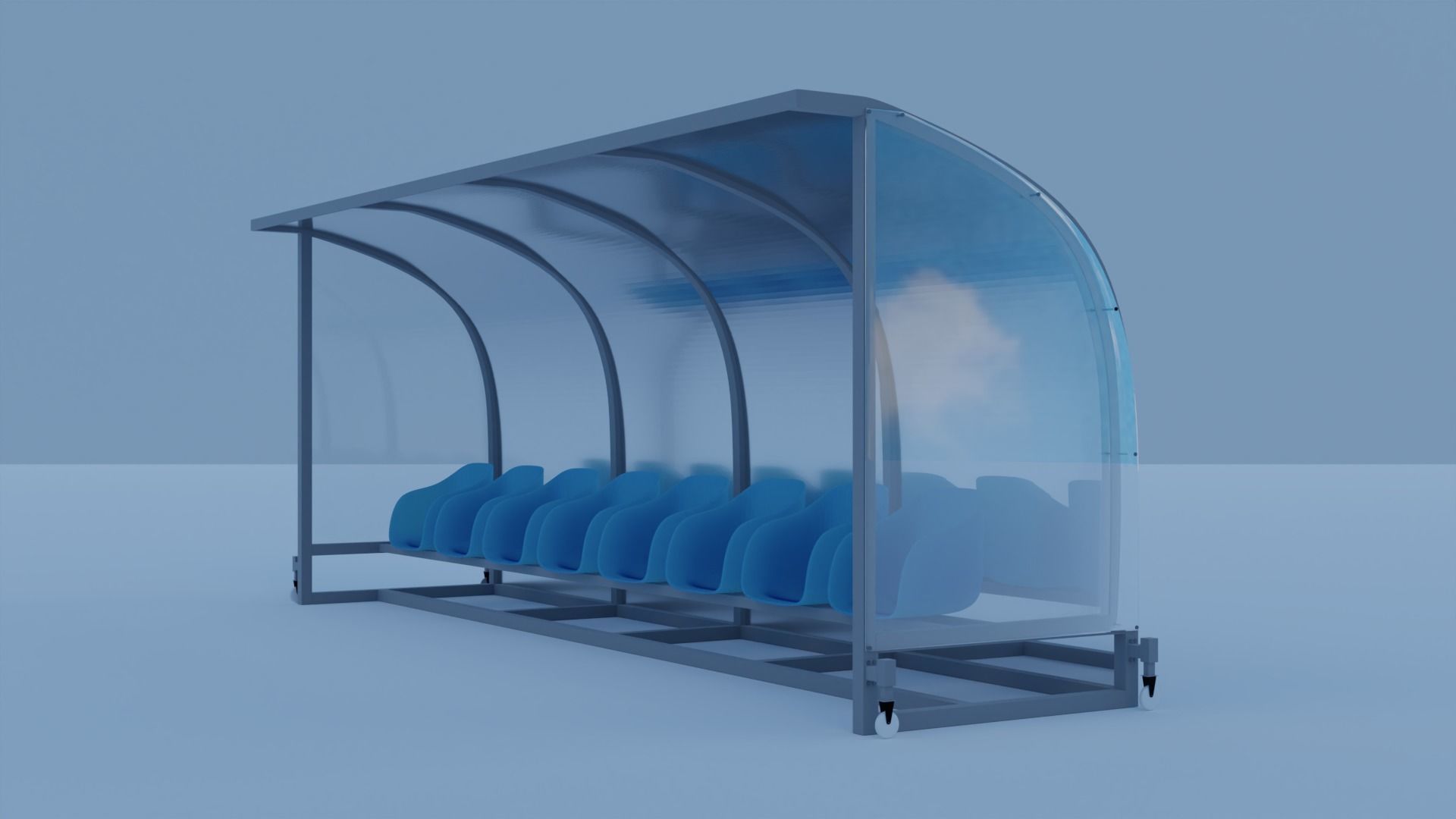 Player Bench with Plastic Seat 3D model_8