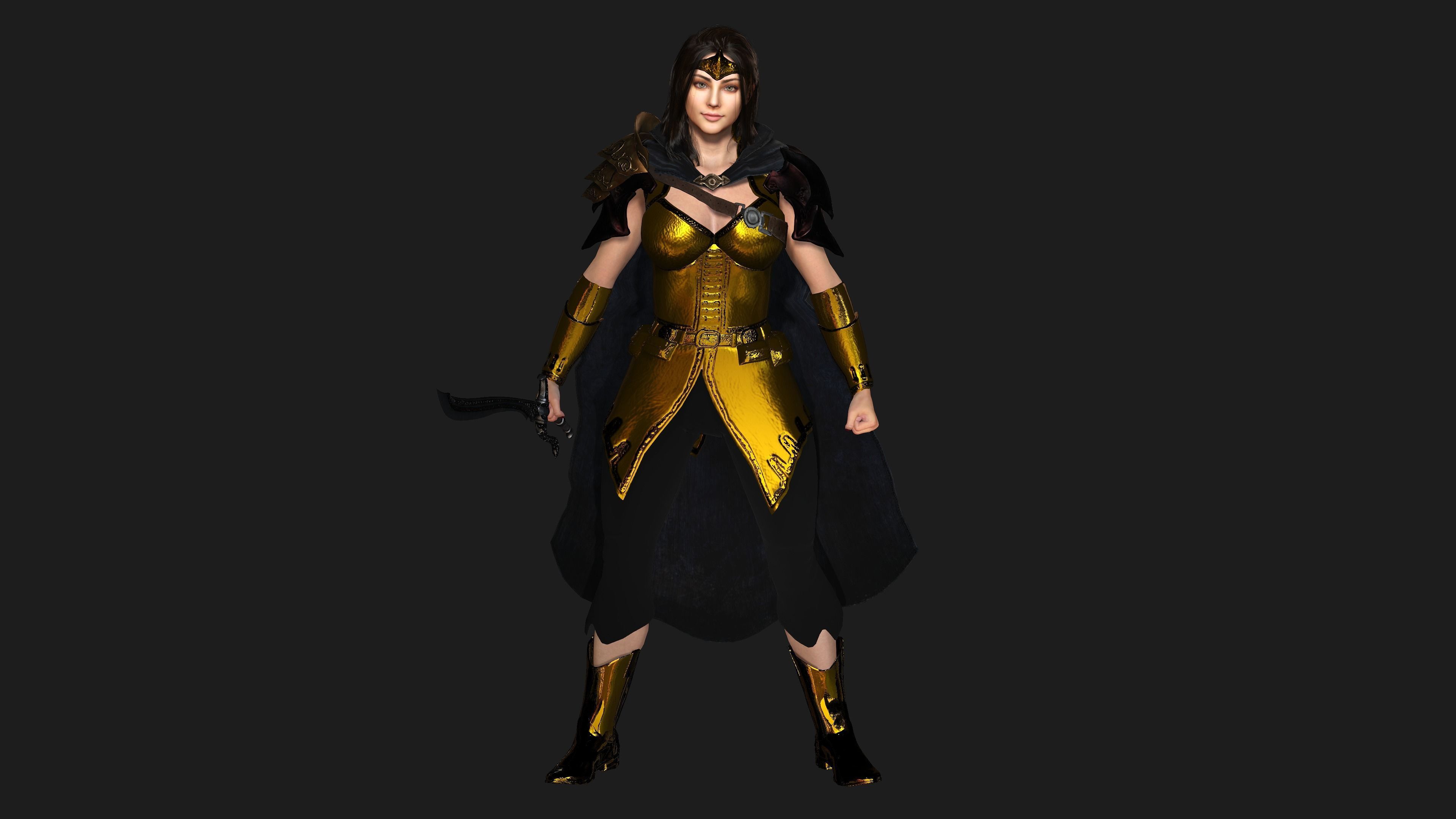 AAA 3D FANTASY FEMALE CHARACTER - THE KNIGHT or WARRIOR 06 Low-poly 3D model_17