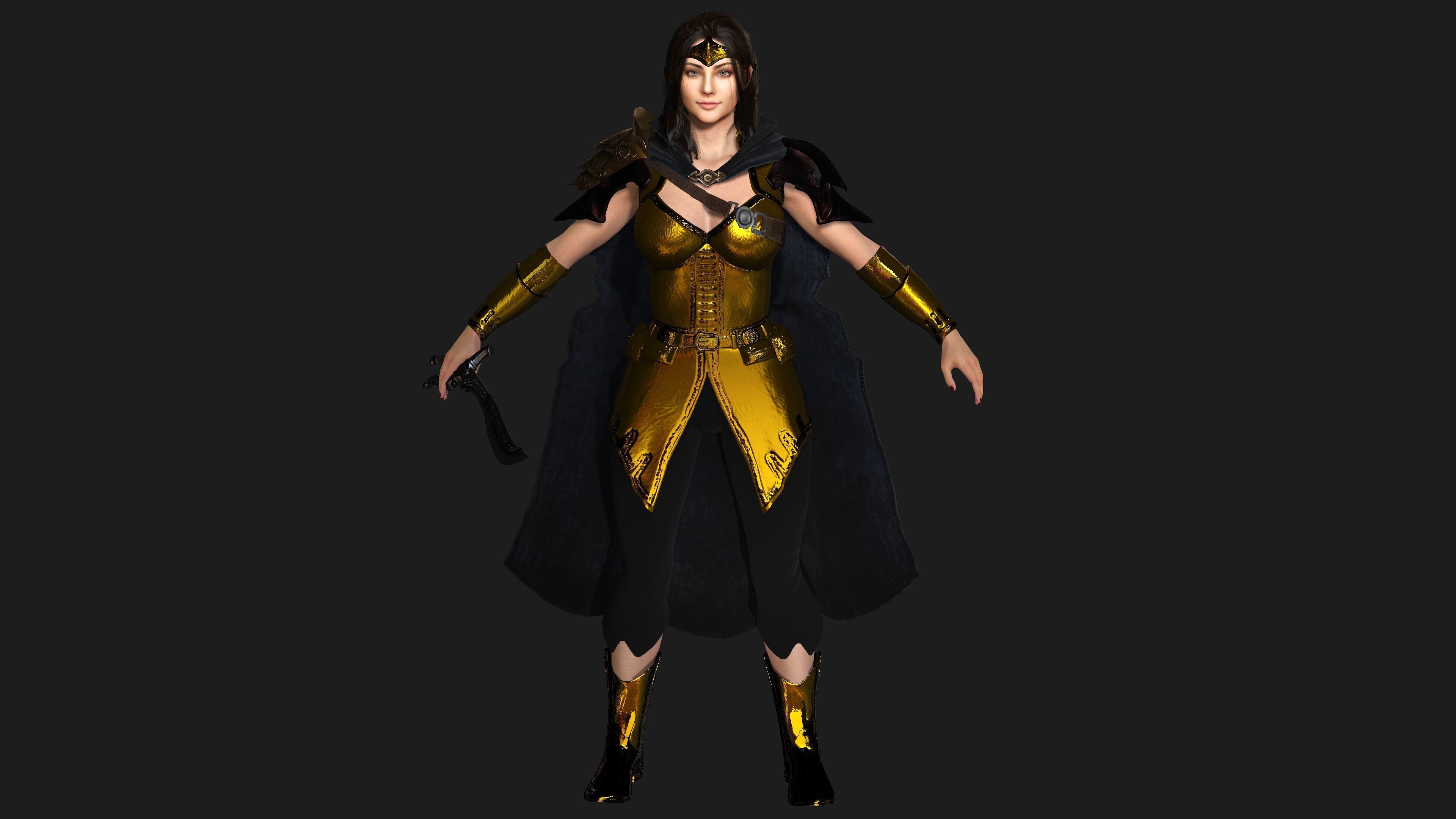 AAA 3D FANTASY FEMALE CHARACTER - THE KNIGHT or WARRIOR 06 Low-poly 3D model_1