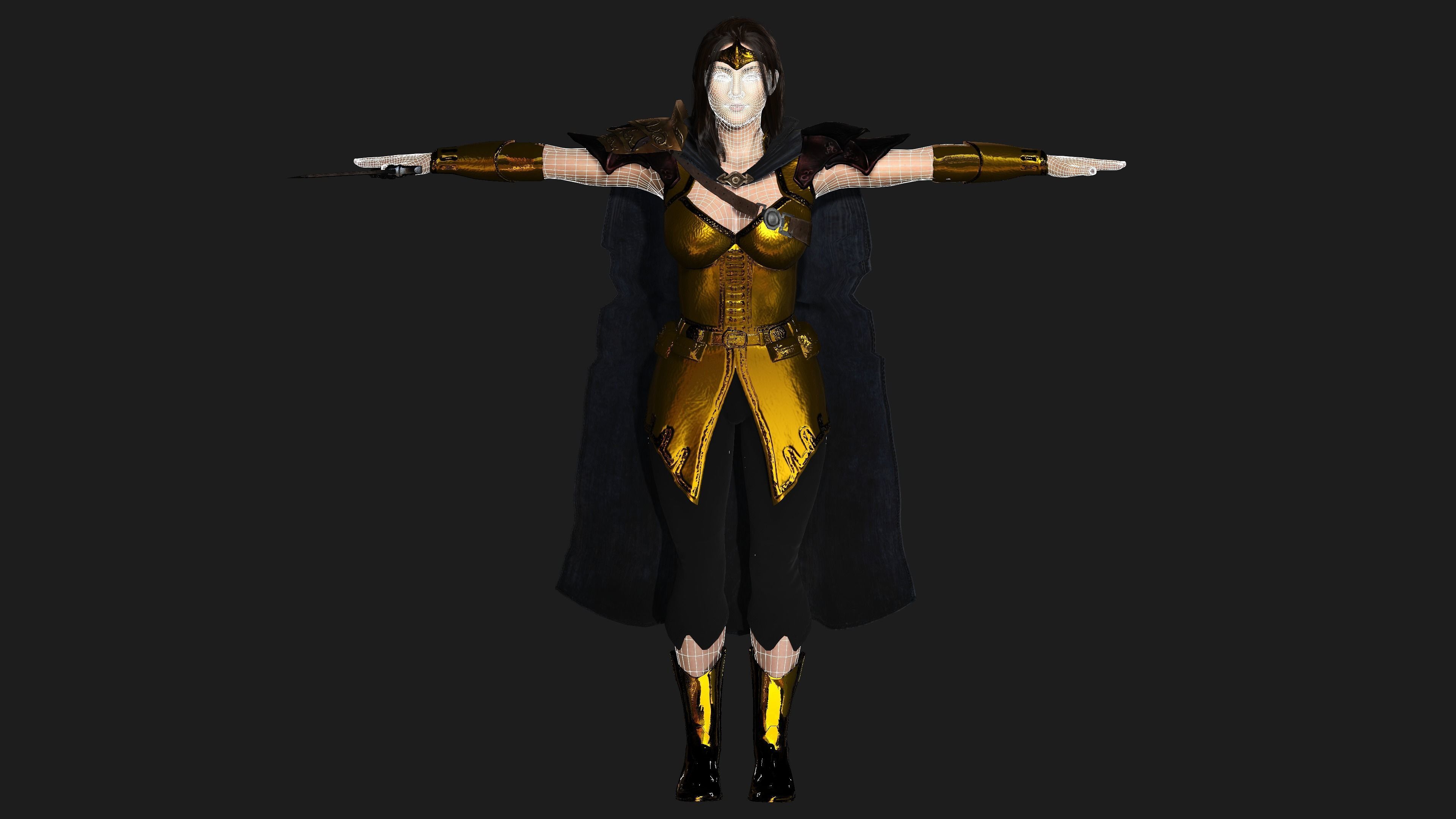AAA 3D FANTASY FEMALE CHARACTER - THE KNIGHT or WARRIOR 06 Low-poly 3D model_23