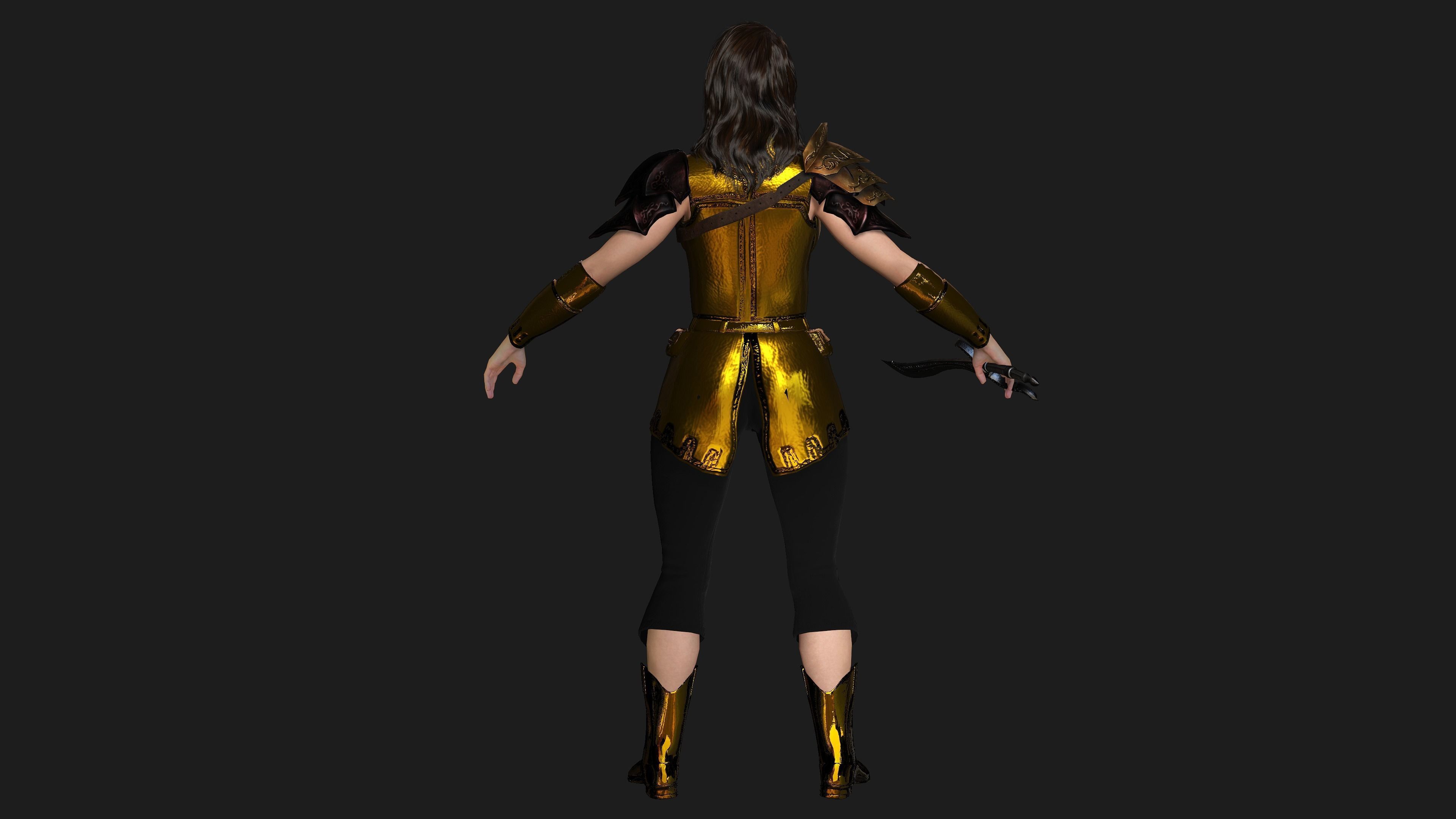 AAA 3D FANTASY FEMALE CHARACTER - THE KNIGHT or WARRIOR 06 Low-poly 3D model_16