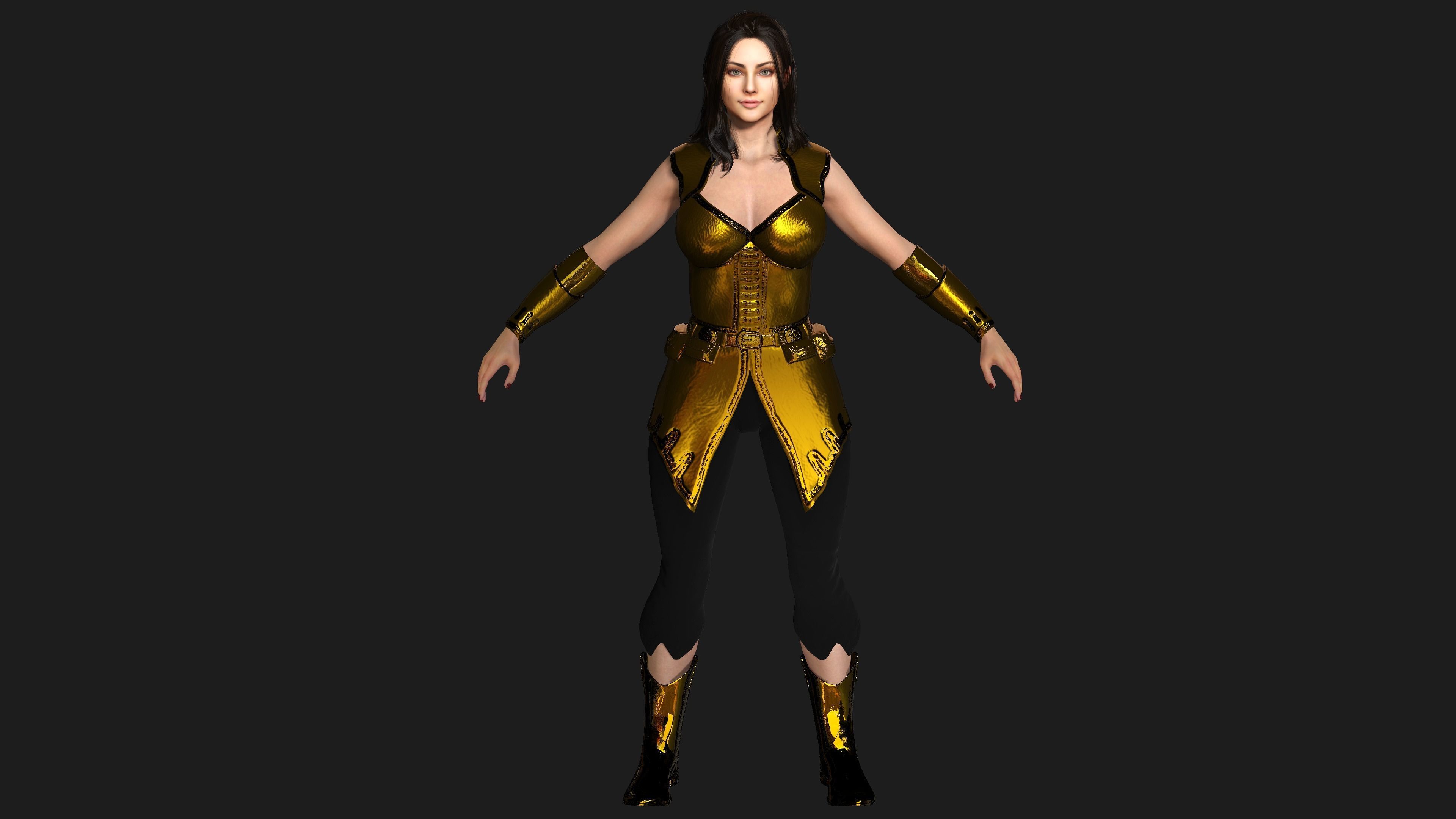 AAA 3D FANTASY FEMALE CHARACTER - THE KNIGHT or WARRIOR 06 Low-poly 3D model_12