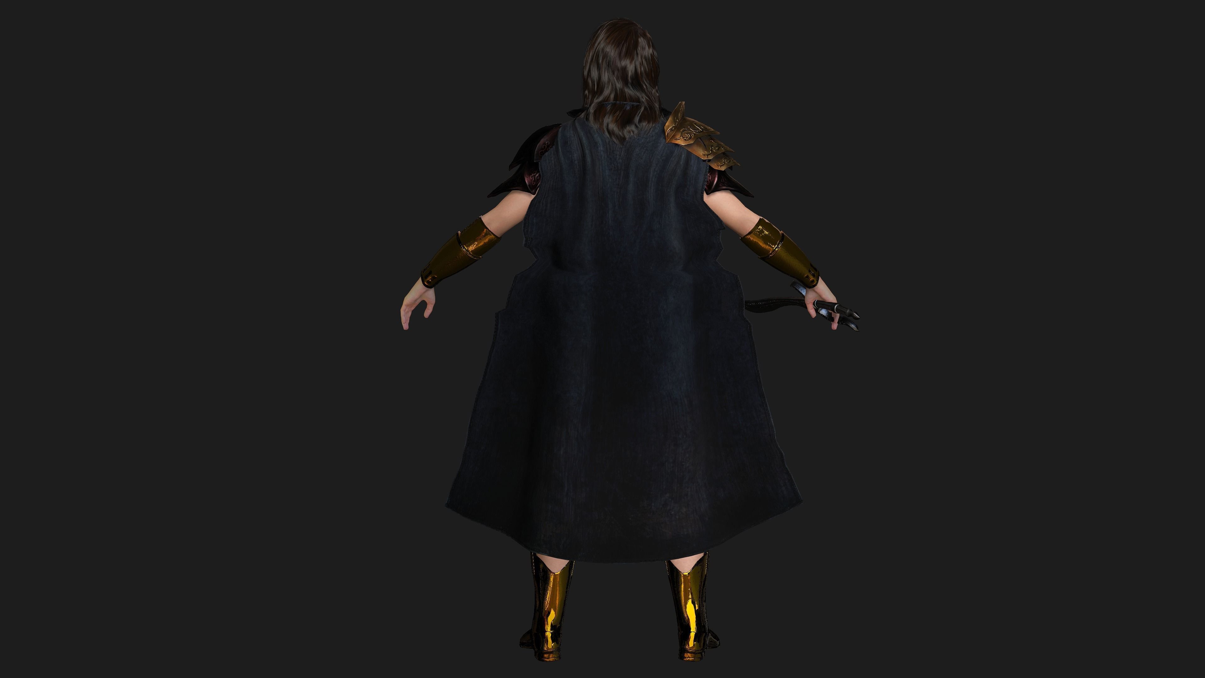 AAA 3D FANTASY FEMALE CHARACTER - THE KNIGHT or WARRIOR 06 Low-poly 3D model_15