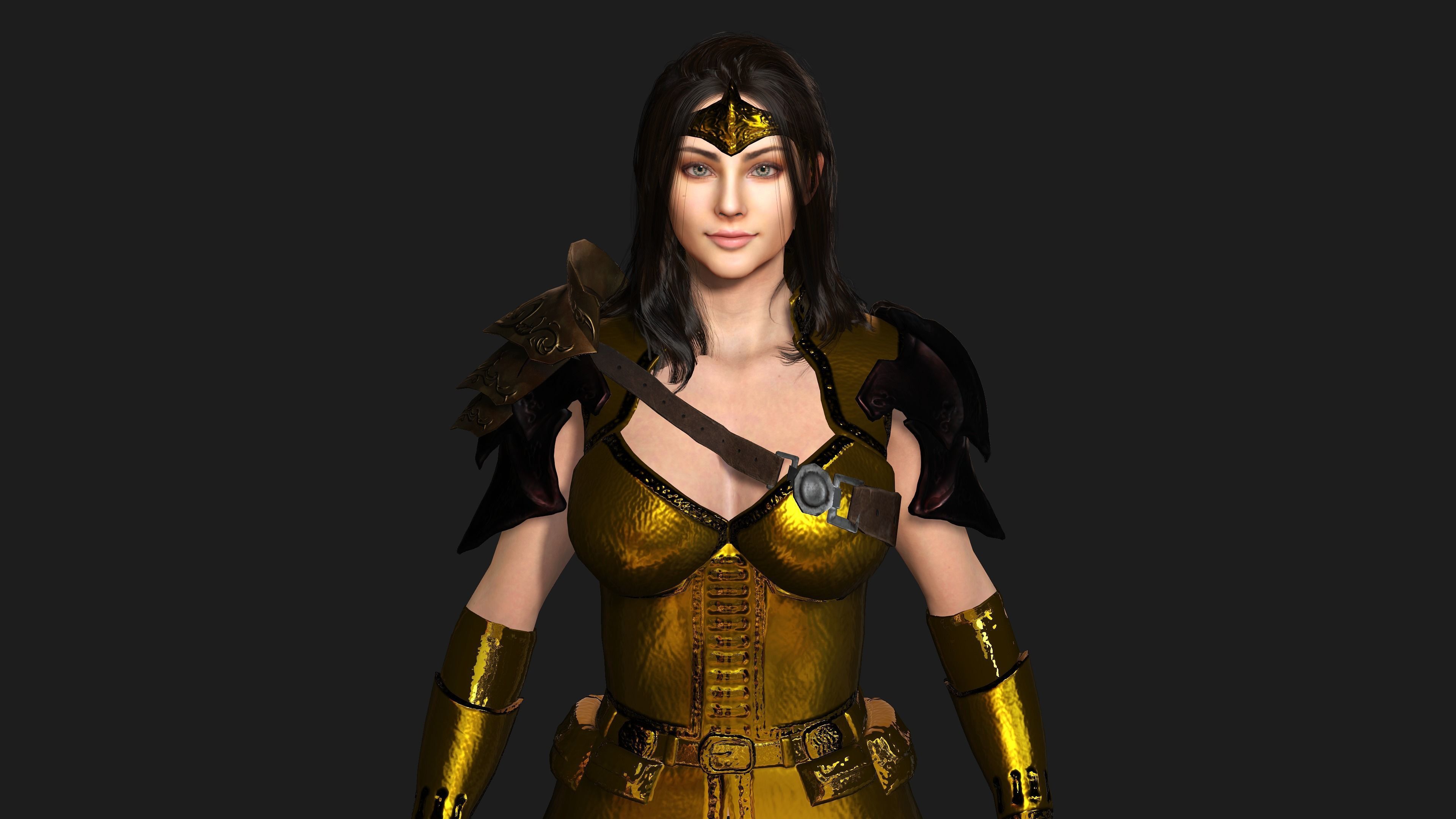 AAA 3D FANTASY FEMALE CHARACTER - THE KNIGHT or WARRIOR 06 Low-poly 3D model_20