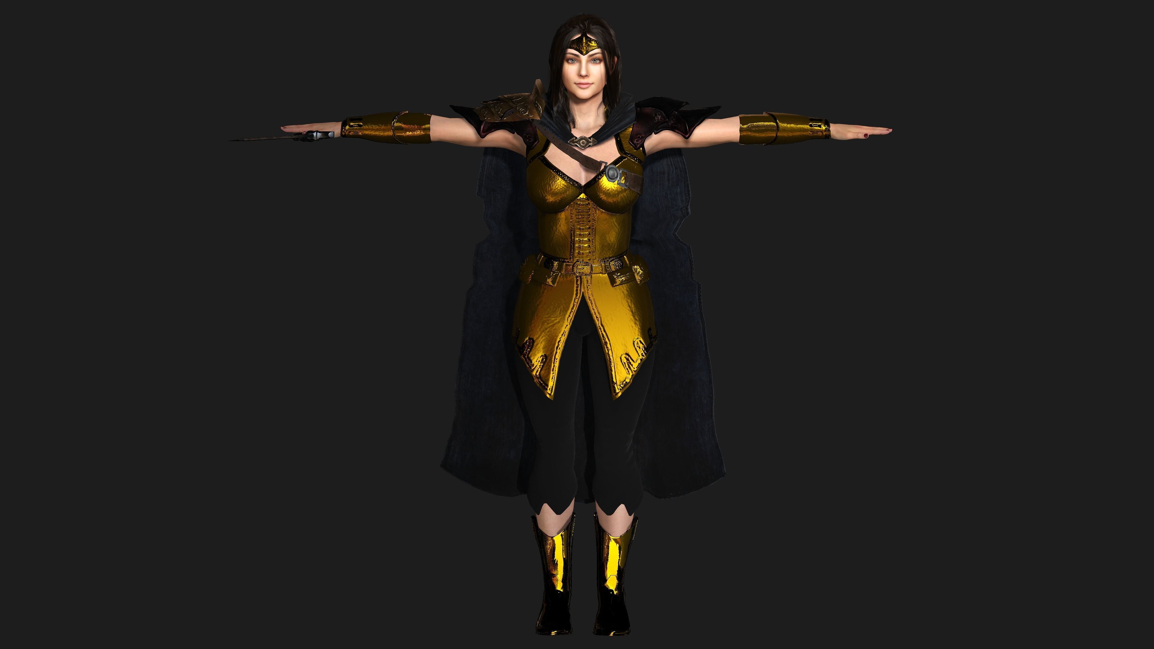 AAA 3D FANTASY FEMALE CHARACTER - THE KNIGHT or WARRIOR 06 Low-poly 3D model_21