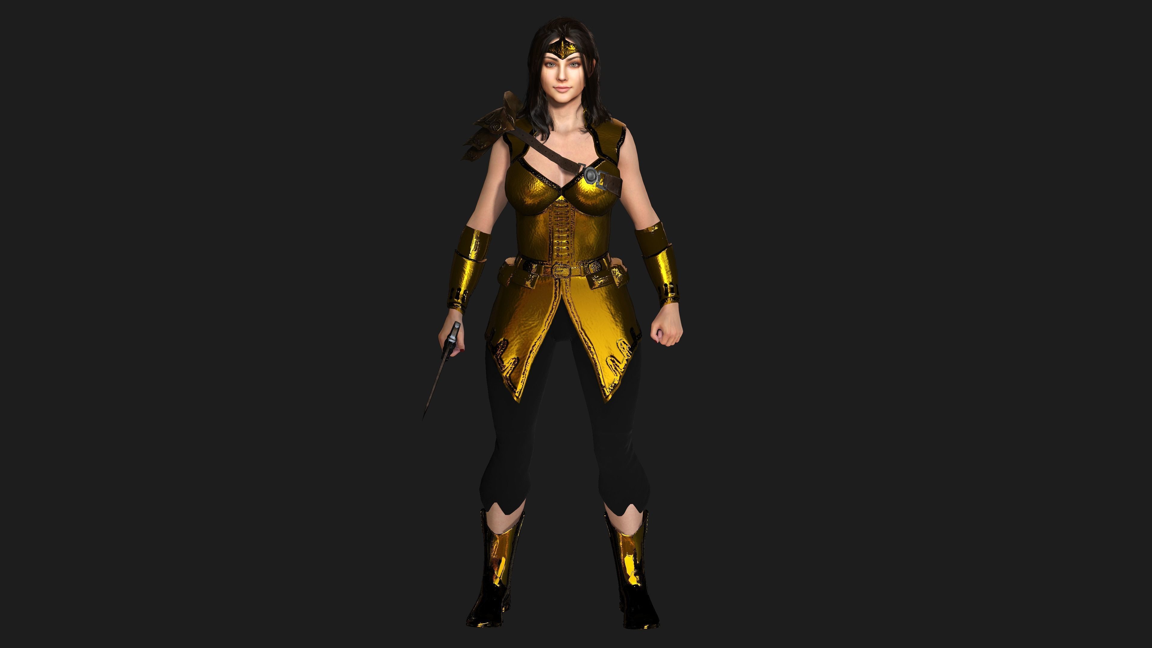 AAA 3D FANTASY FEMALE CHARACTER - THE KNIGHT or WARRIOR 06 Low-poly 3D model_19