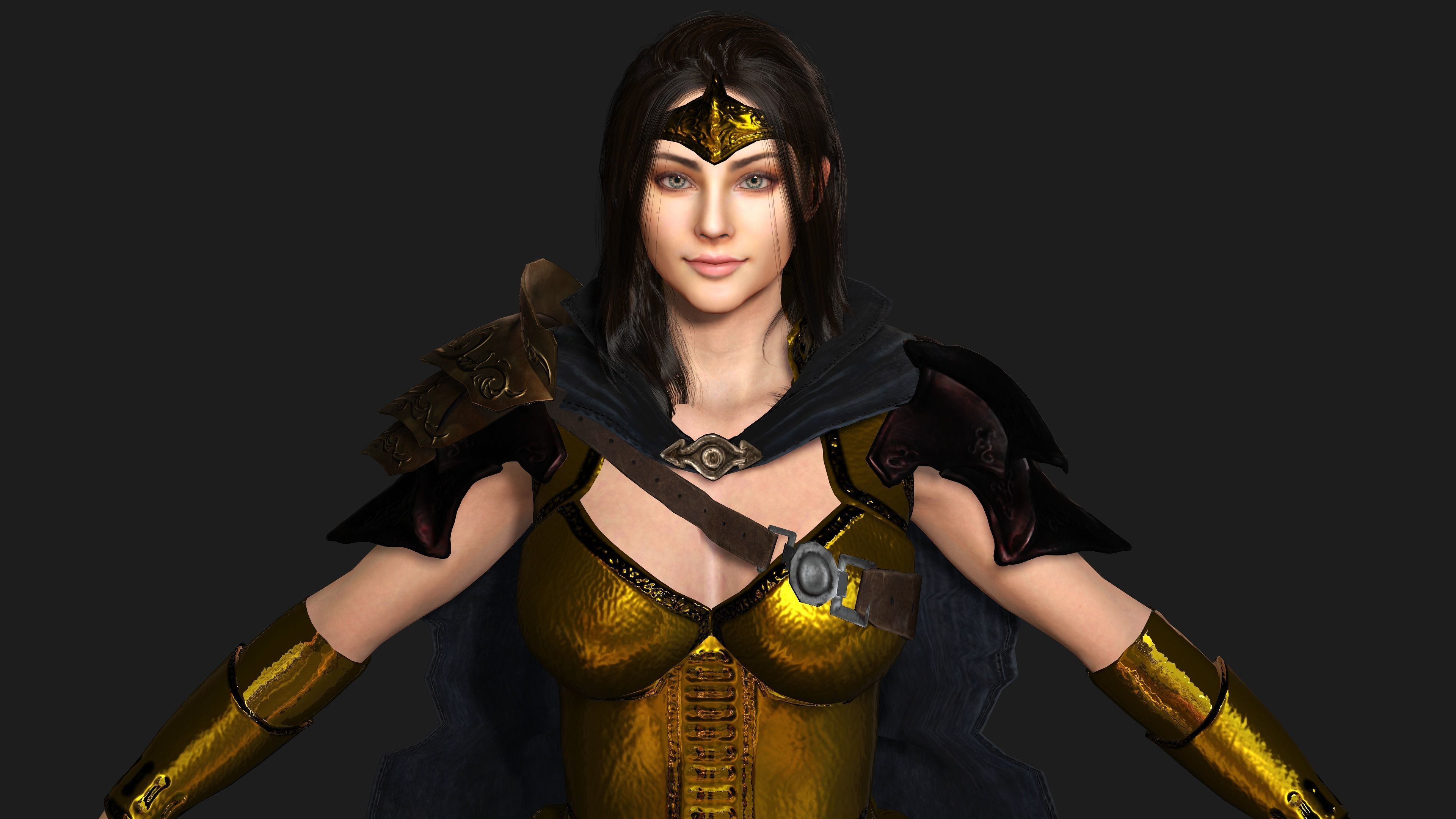 AAA 3D FANTASY FEMALE CHARACTER - THE KNIGHT or WARRIOR 06 Low-poly 3D model_4
