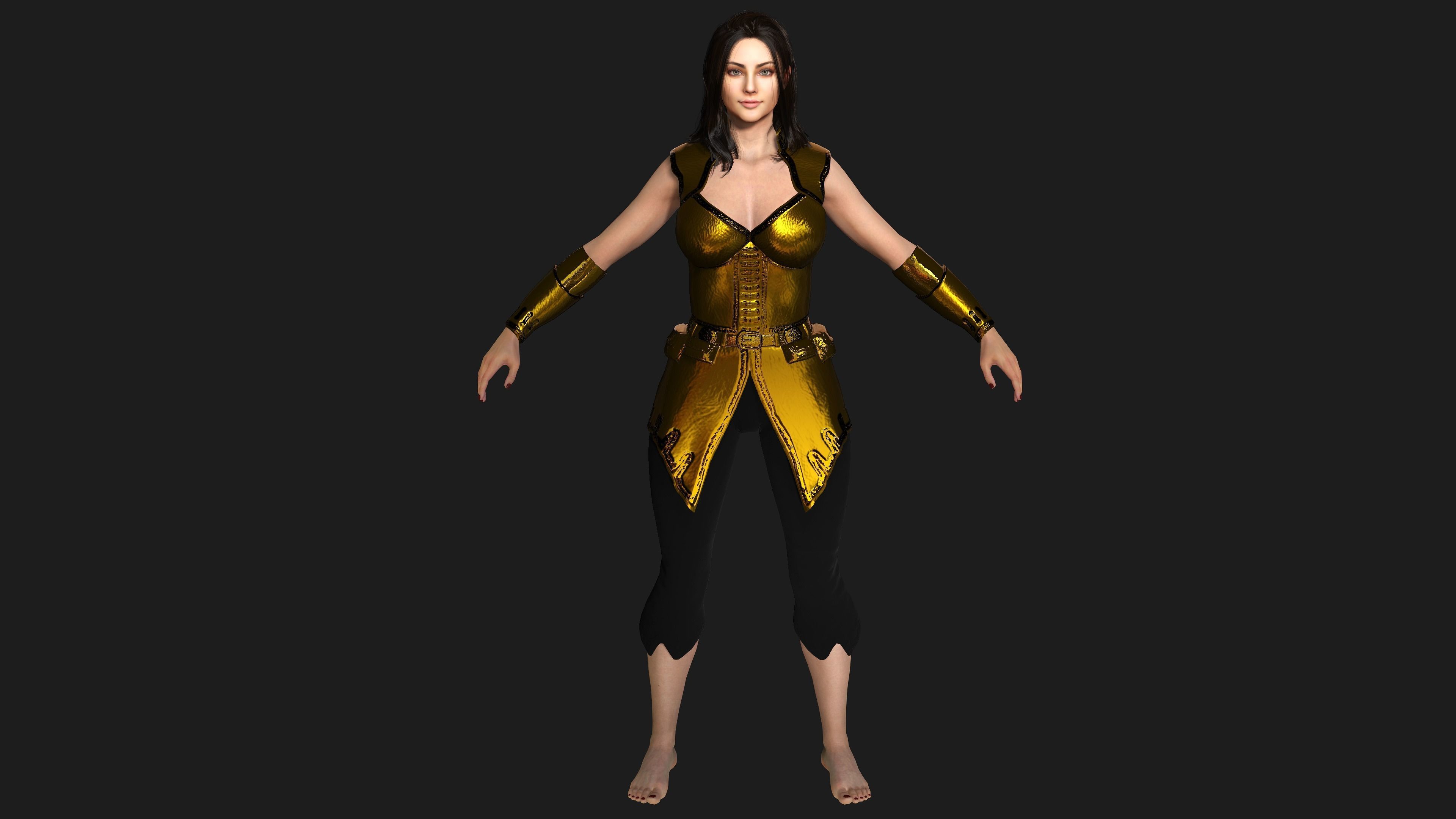 AAA 3D FANTASY FEMALE CHARACTER - THE KNIGHT or WARRIOR 06 Low-poly 3D model_13