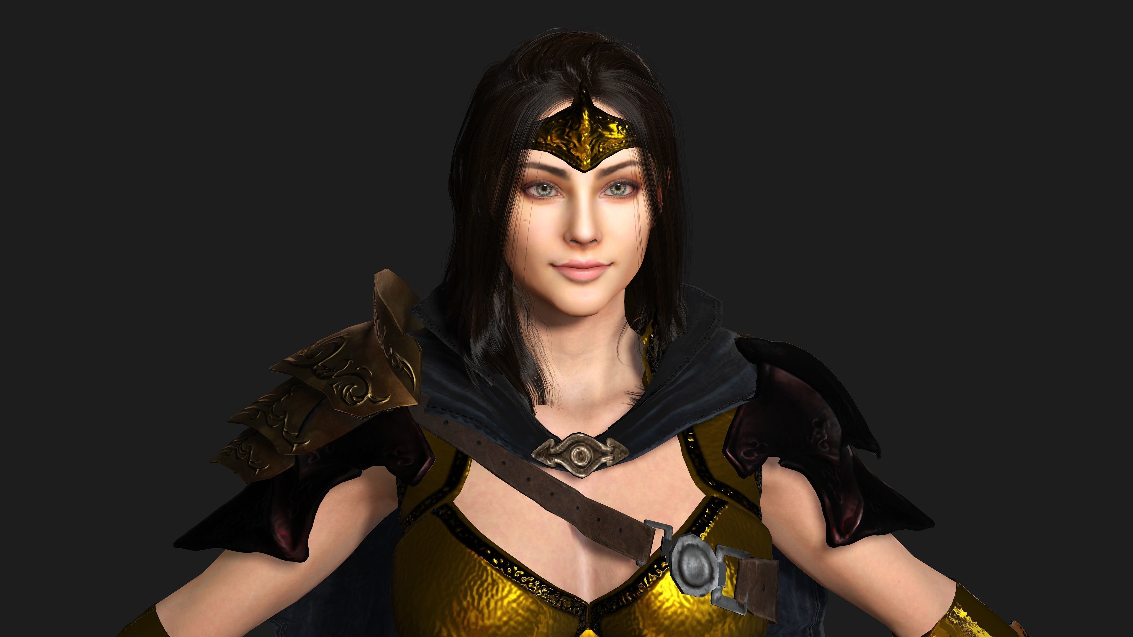 AAA 3D FANTASY FEMALE CHARACTER - THE KNIGHT or WARRIOR 06 Low-poly 3D model_5