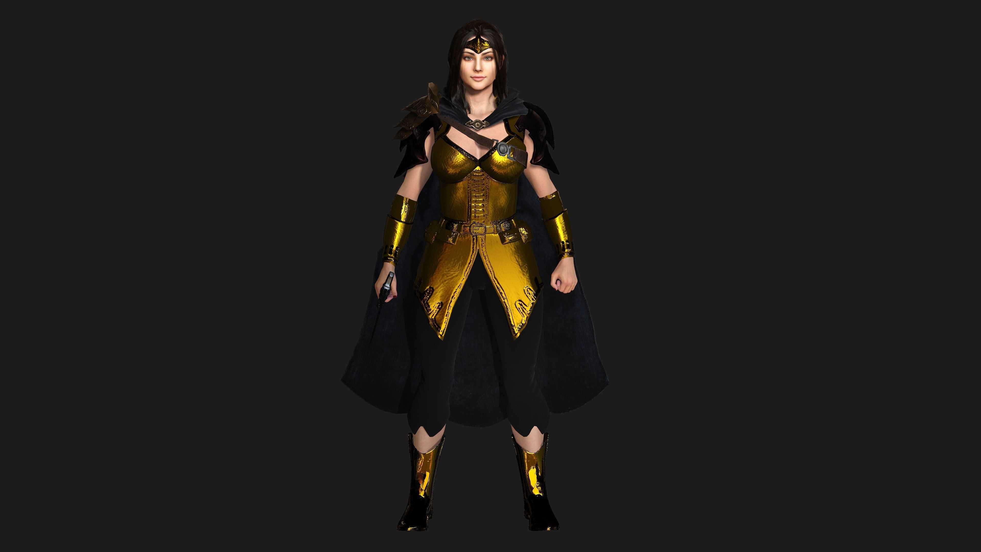 AAA 3D FANTASY FEMALE CHARACTER - THE KNIGHT or WARRIOR 06 Low-poly 3D model_18