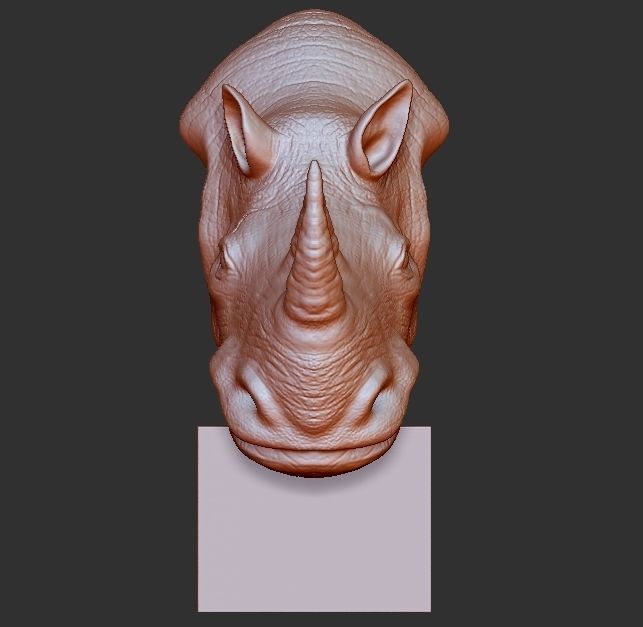 rhinoceros 3D print model head sculpture 3D print model_1