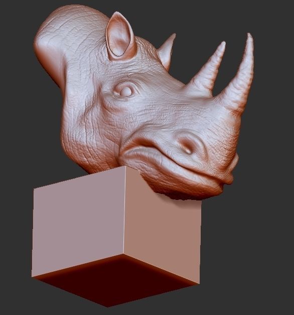 rhinoceros 3D print model head sculpture 3D print model_4