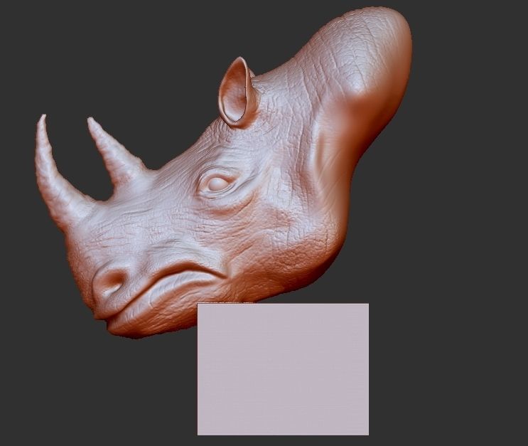 rhinoceros 3D print model head sculpture 3D print model_2