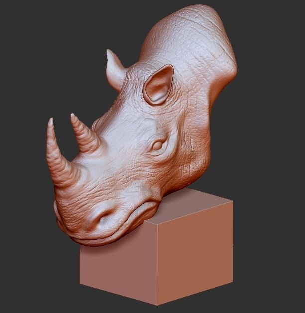 rhinoceros 3D print model head sculpture 3D print model_3