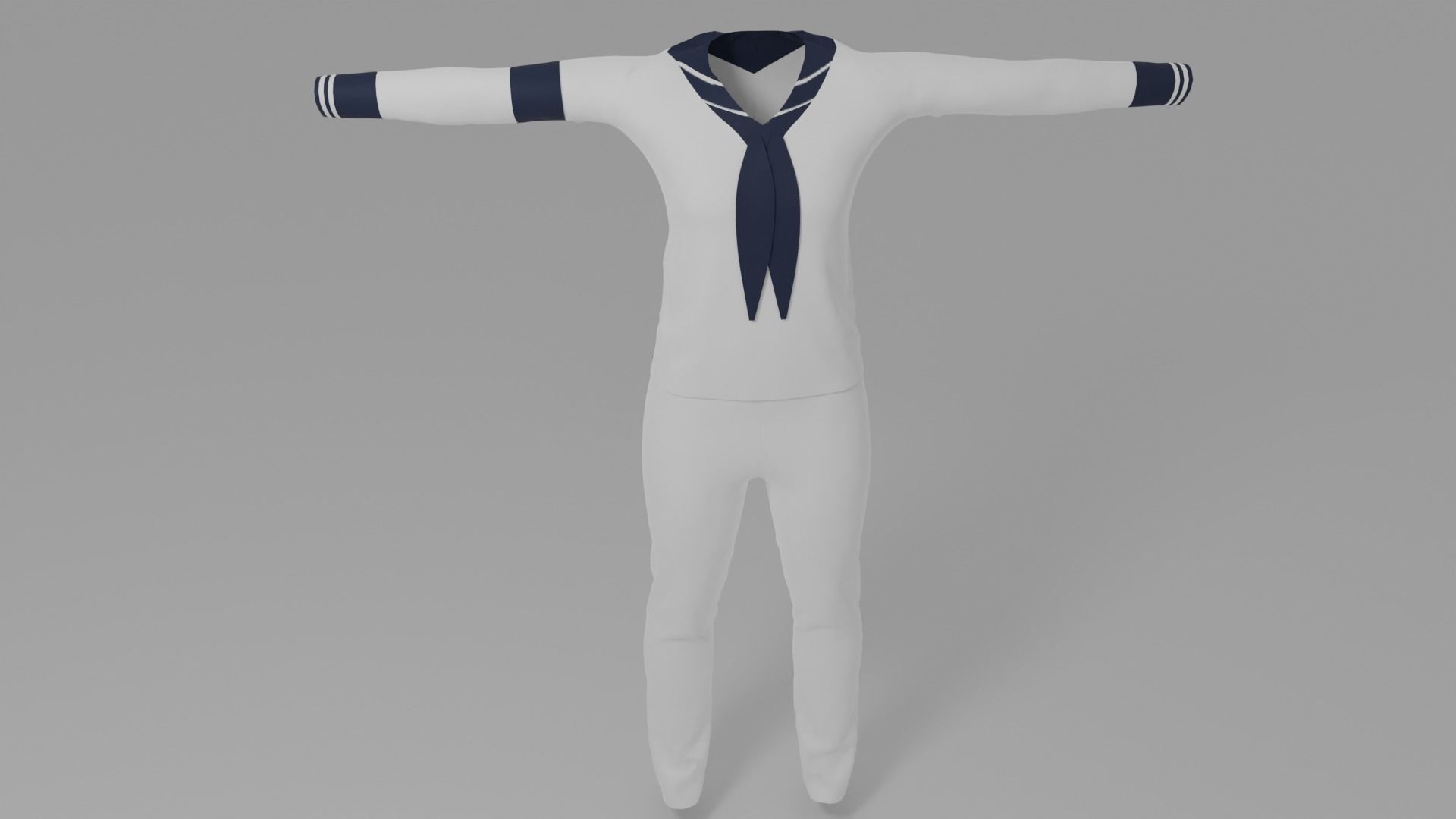 Sailor Uniform Low-poly 3D model_6