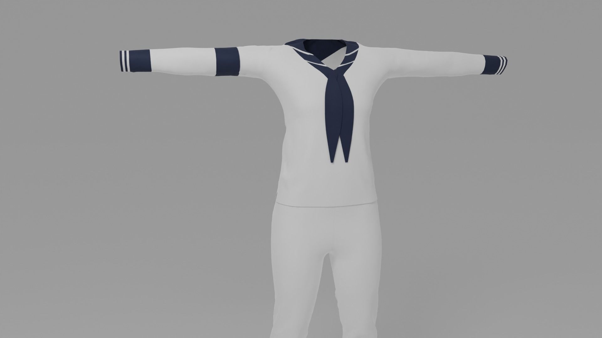 Sailor Uniform Low-poly 3D model_3