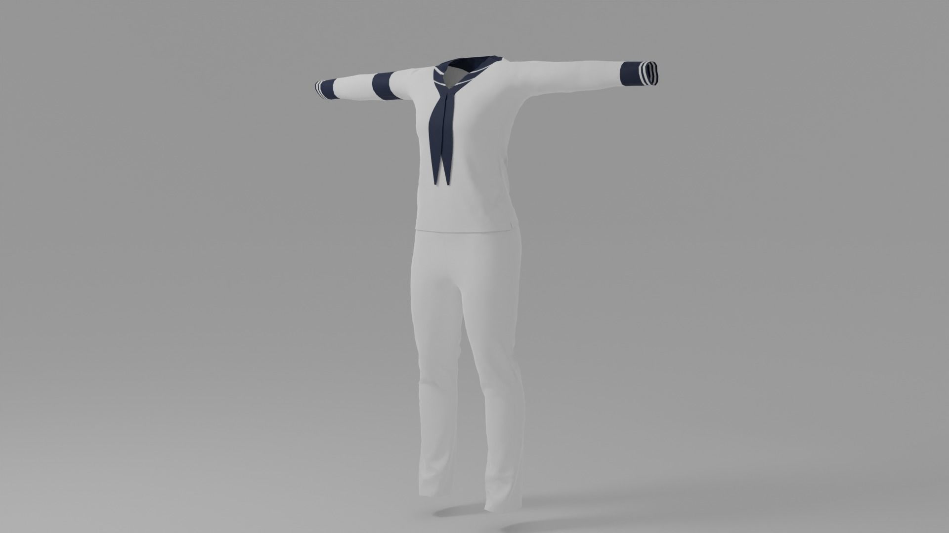 Sailor Uniform Low-poly 3D model_2