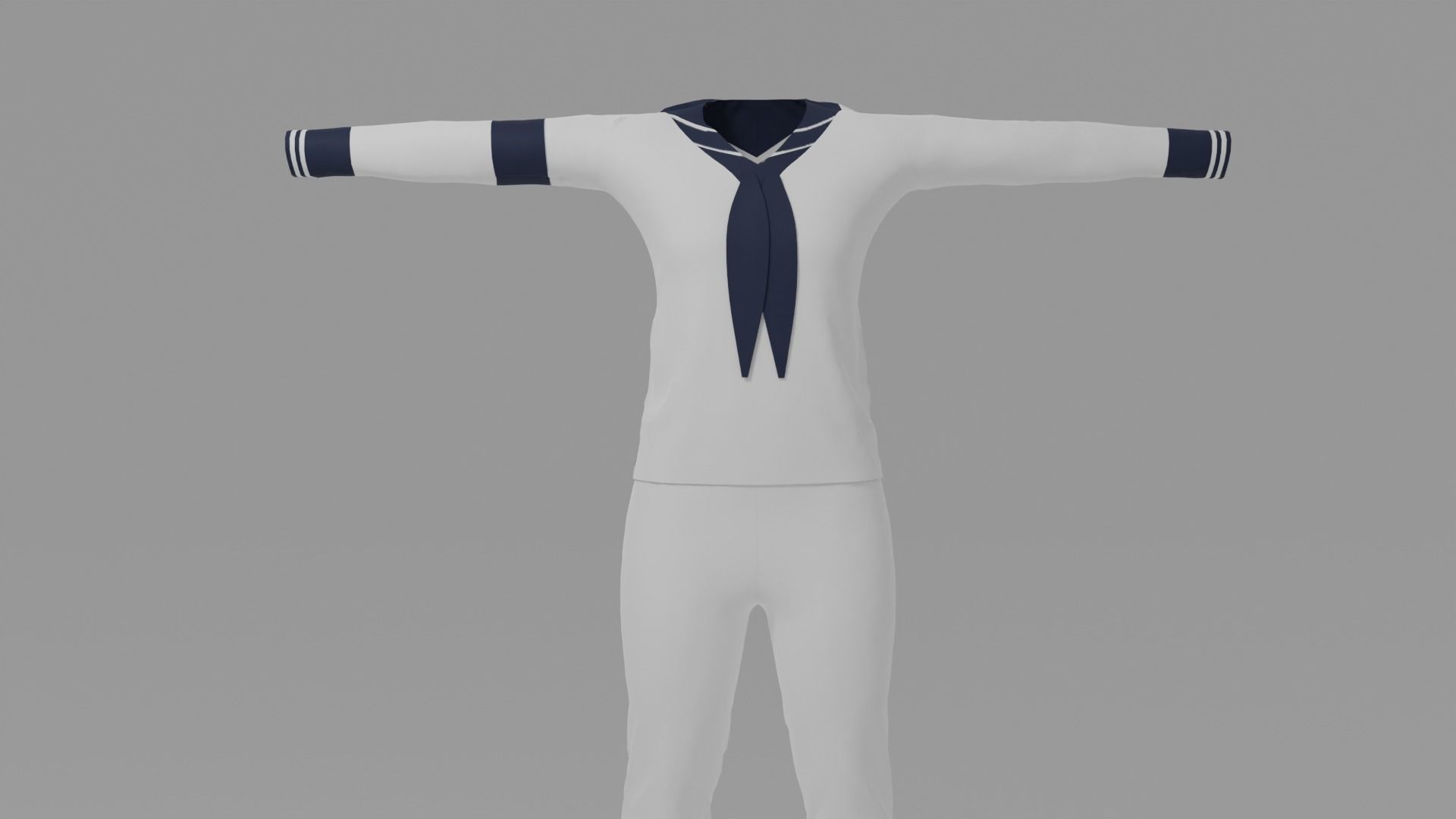 Sailor Uniform Low-poly 3D model_1