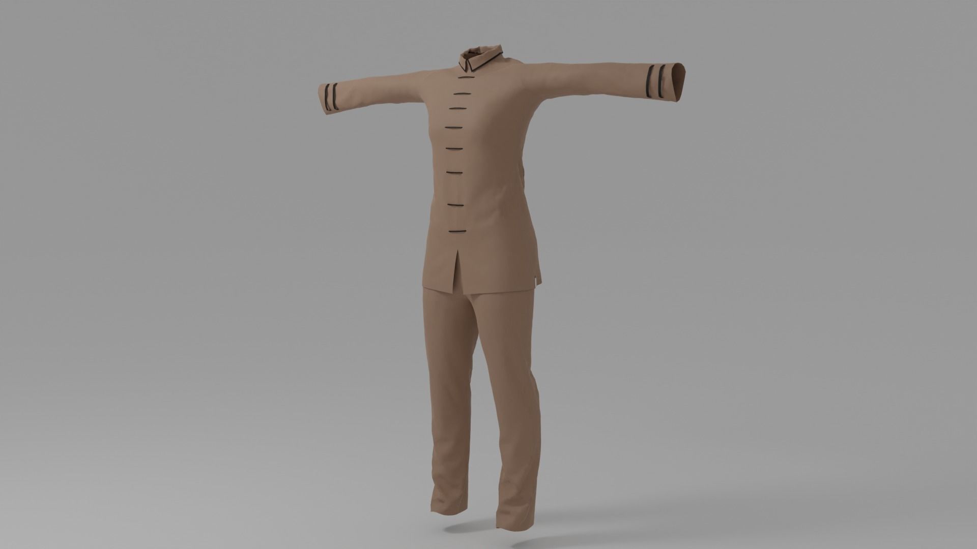 Kung Fu Uniform Low-poly 3D model_2