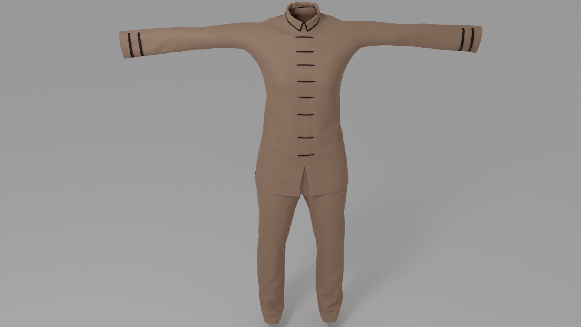 Kung Fu Uniform Low-poly 3D model_6