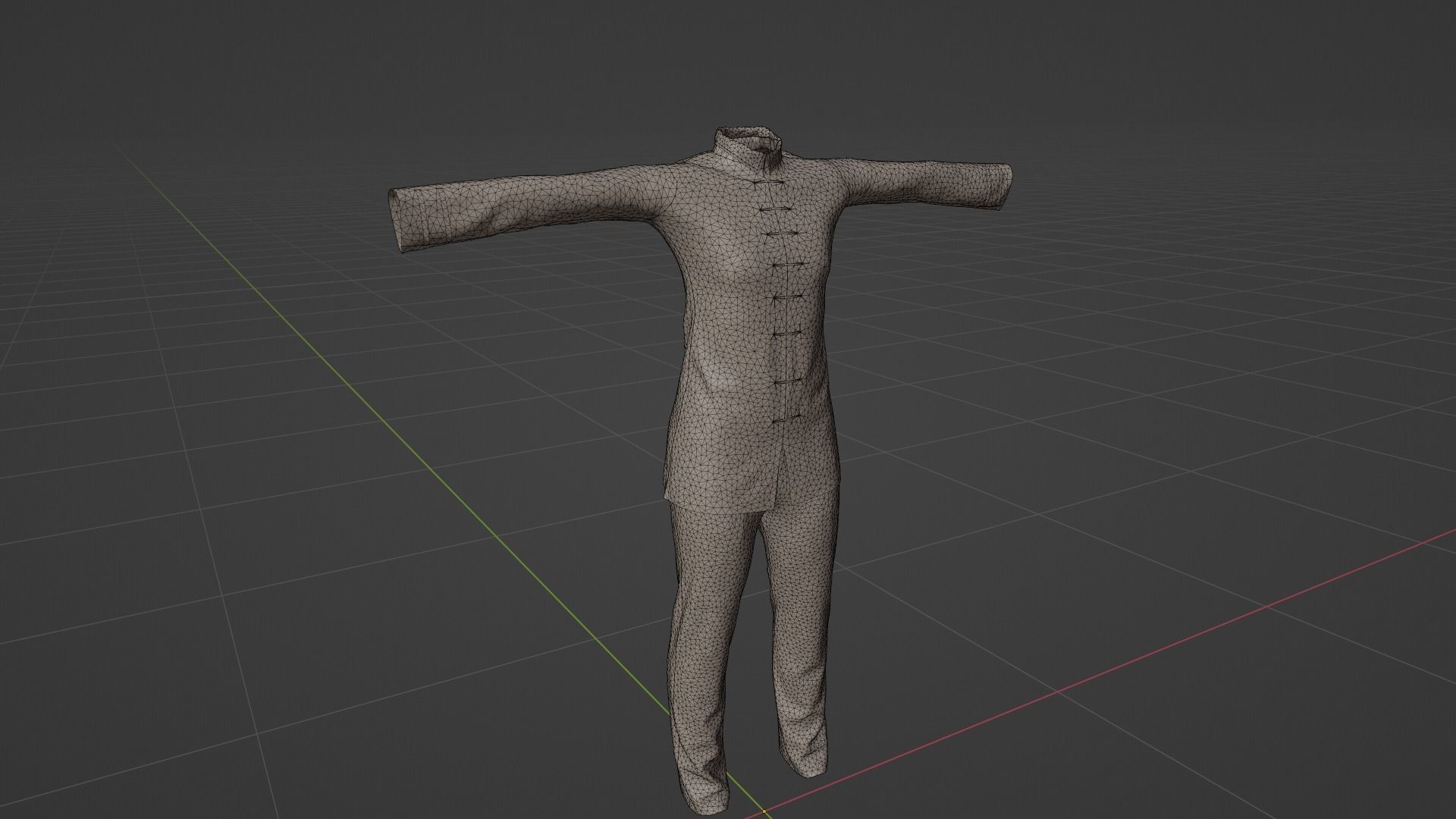 Kung Fu Uniform Low-poly 3D model_7