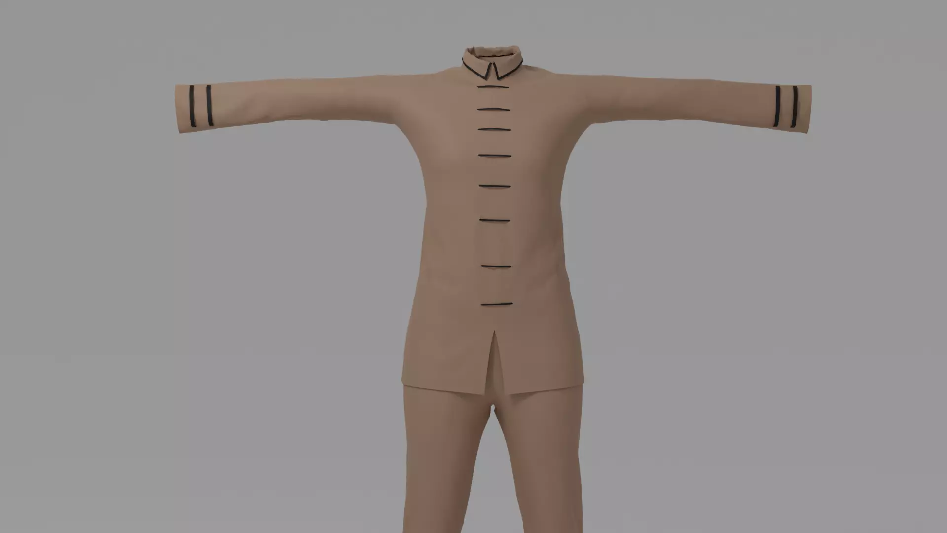 Kung Fu Uniform Low-poly 3D model_0
