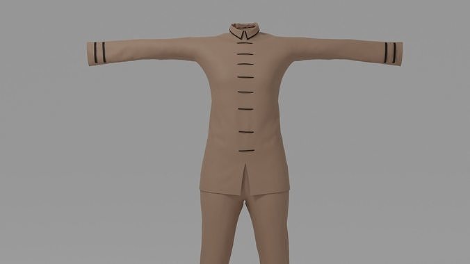 Kung Fu Uniform Low-poly 3D model