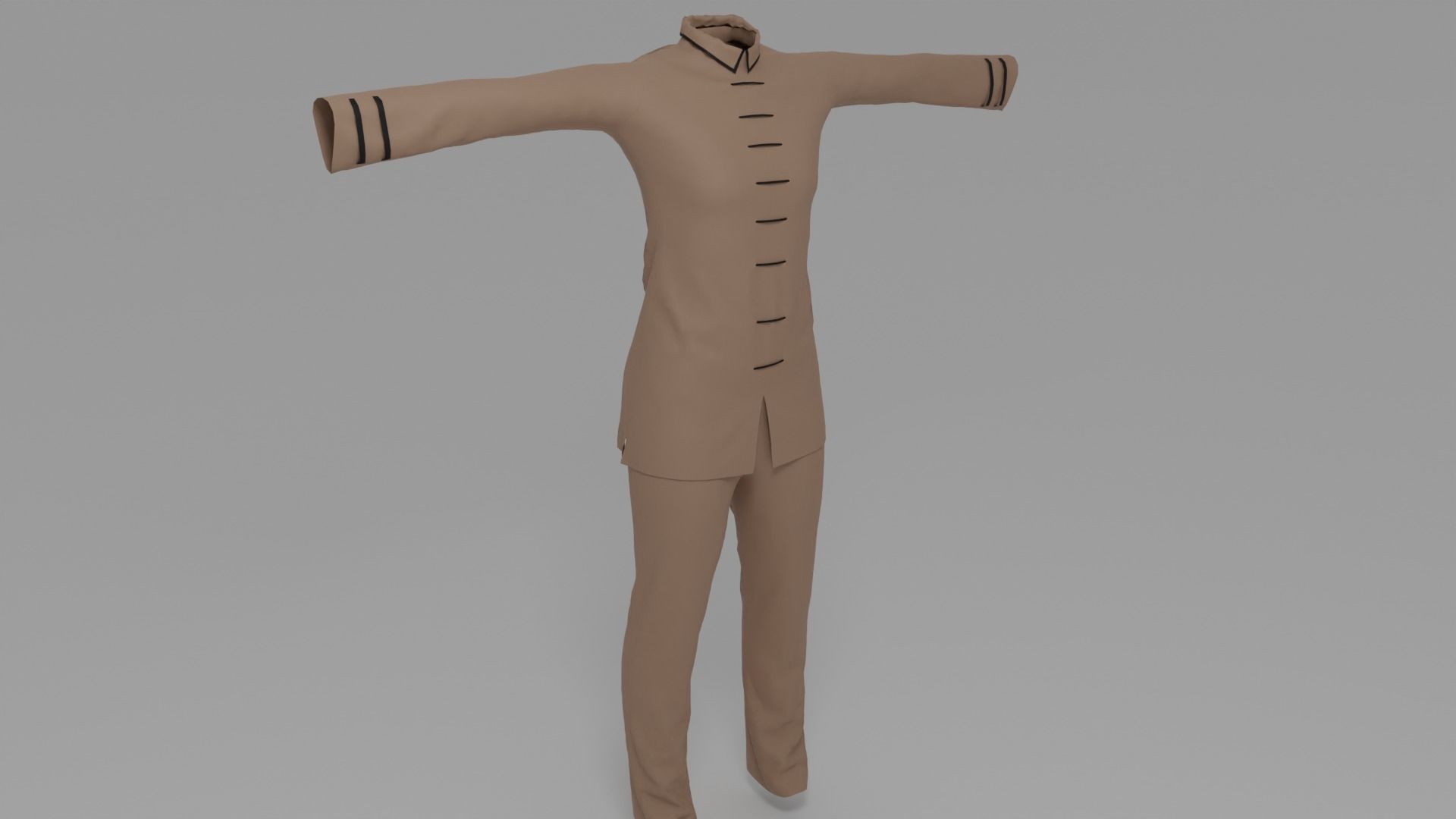 Kung Fu Uniform Low-poly 3D model_5