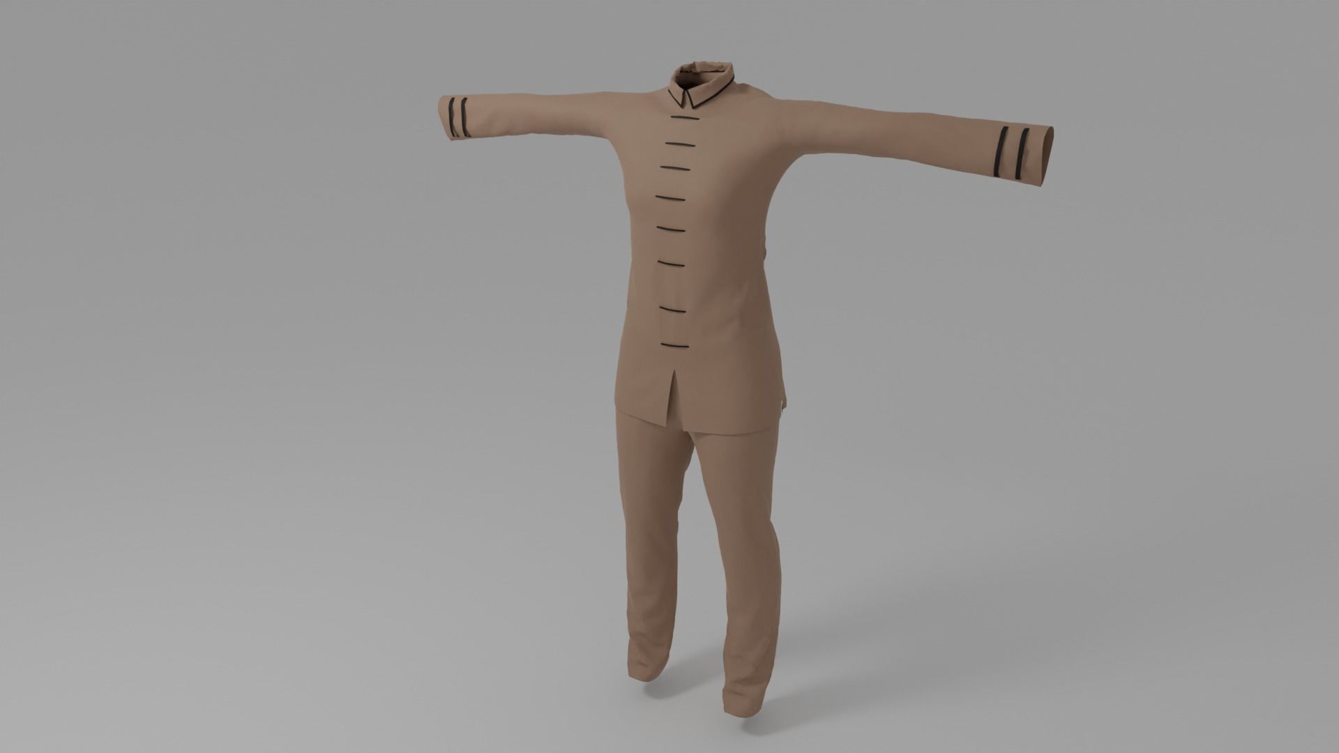 Kung Fu Uniform Low-poly 3D model_4