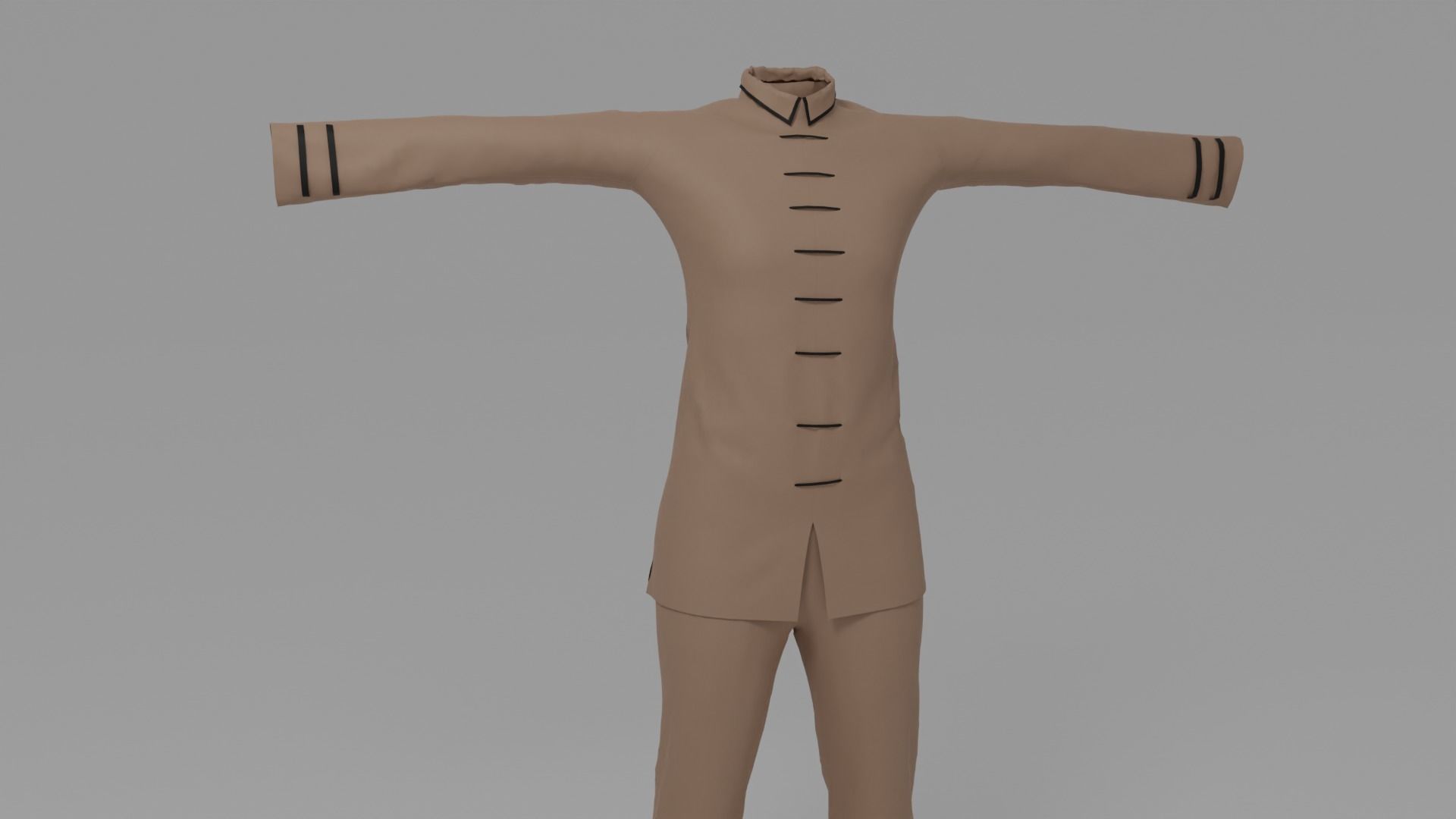 Kung Fu Uniform Low-poly 3D model_3