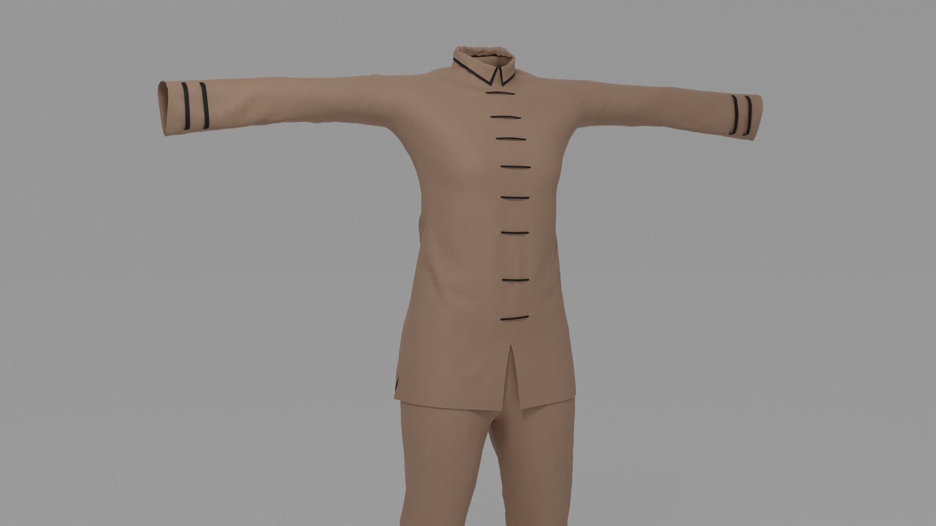 Kung Fu Uniform Low-poly 3D model_1