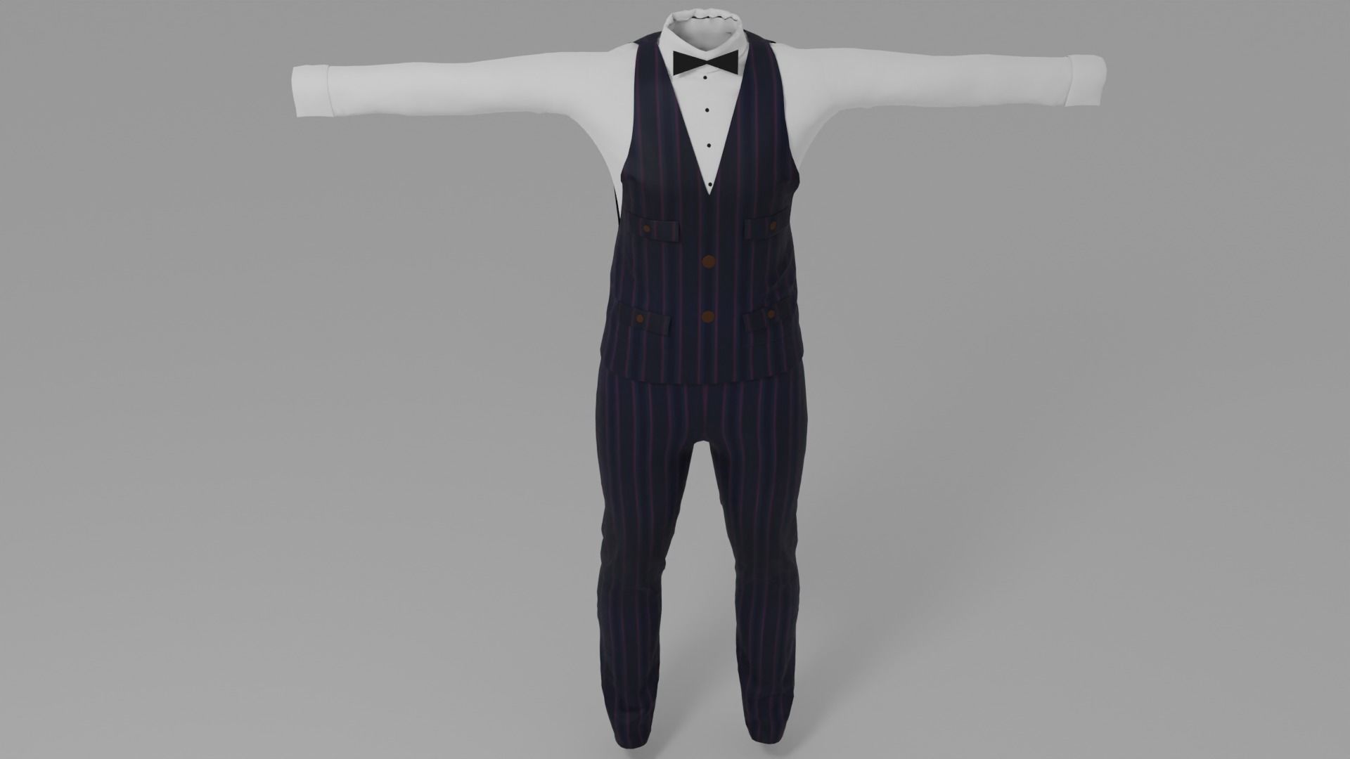 Servant Uniform Low-poly 3D model_6