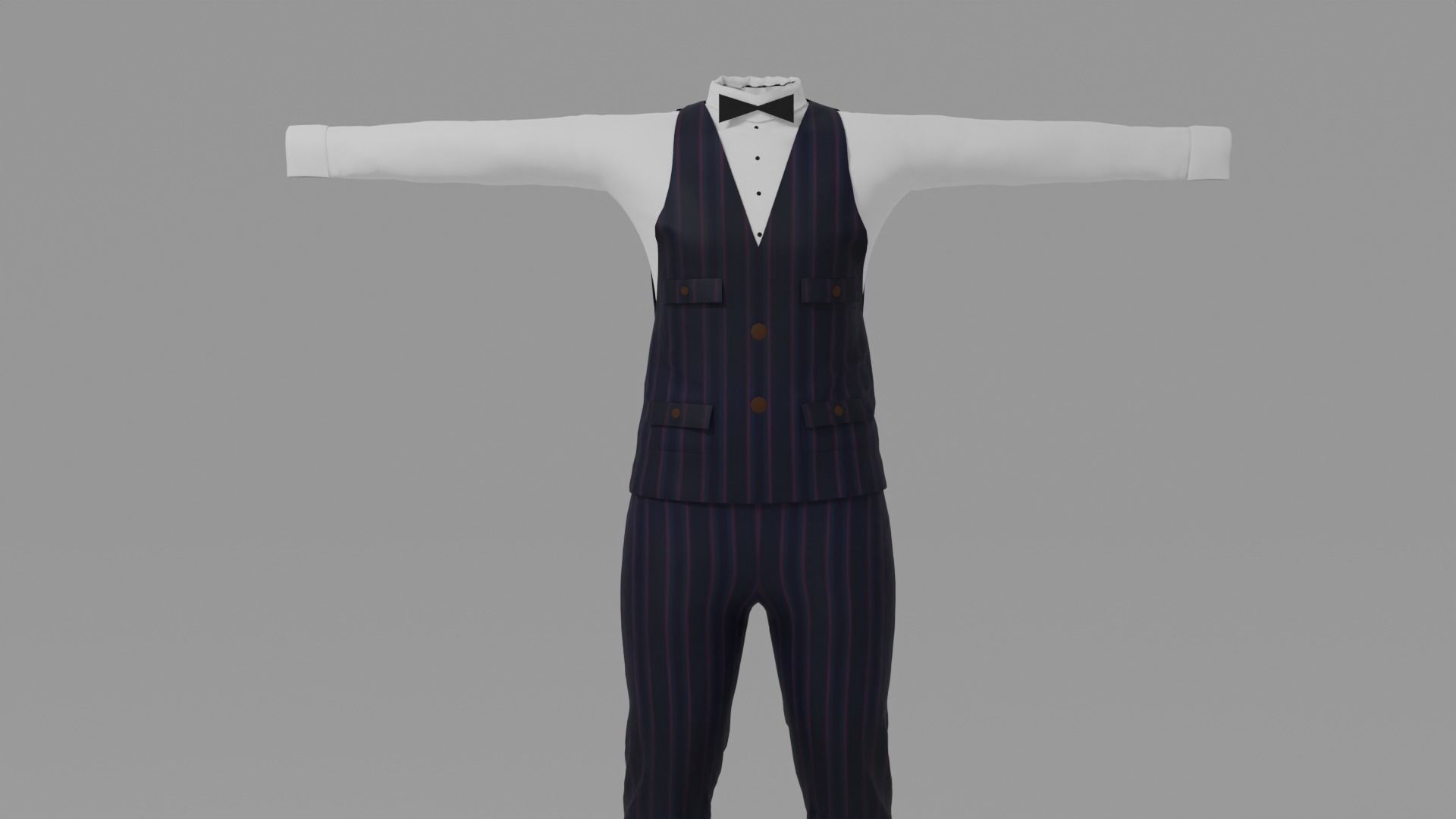 Servant Uniform Low-poly 3D model_1