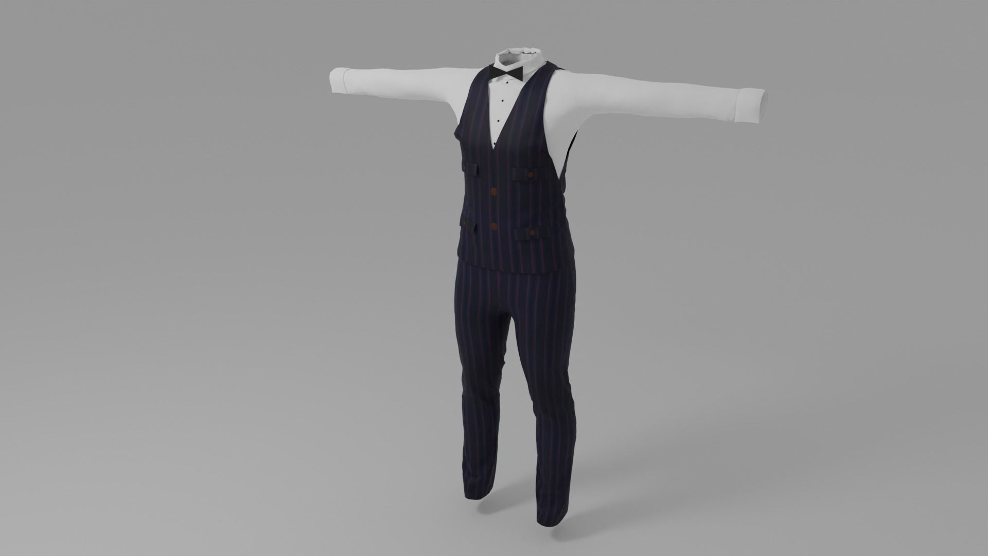 Servant Uniform Low-poly 3D model_4