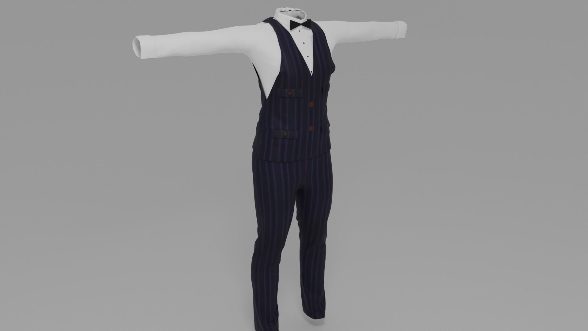 Servant Uniform Low-poly 3D model_5