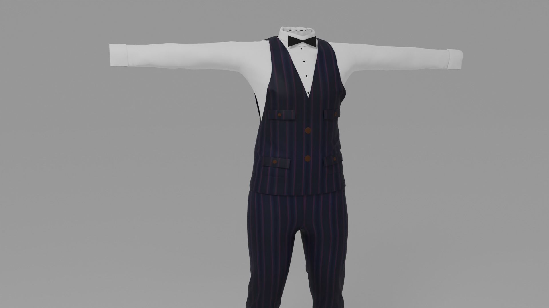 Servant Uniform Low-poly 3D model_3