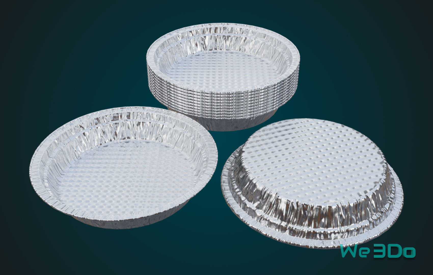 Aluminum Food Plate Low-poly 3D model_5
