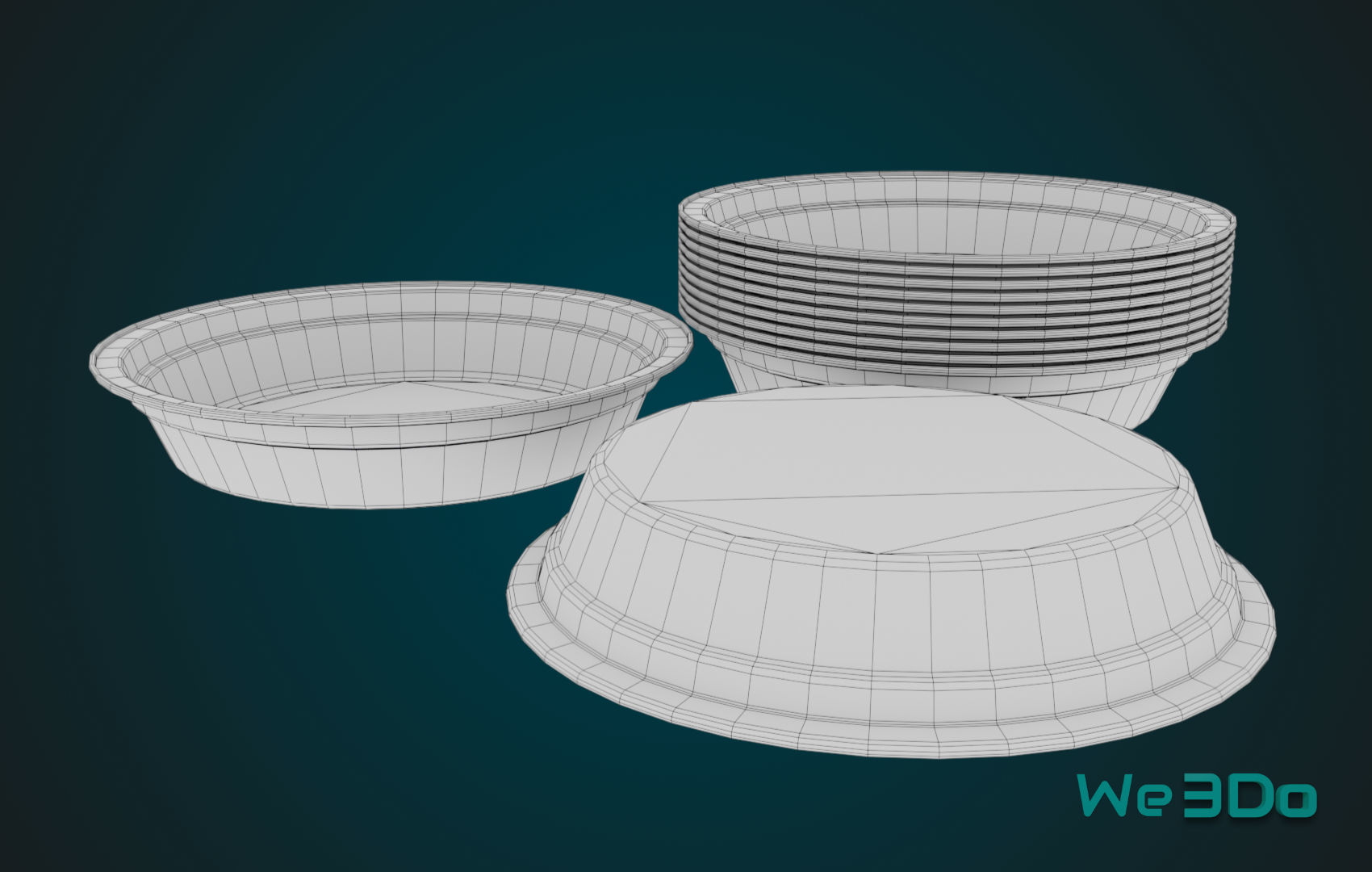 Aluminum Food Plate Low-poly 3D model_24