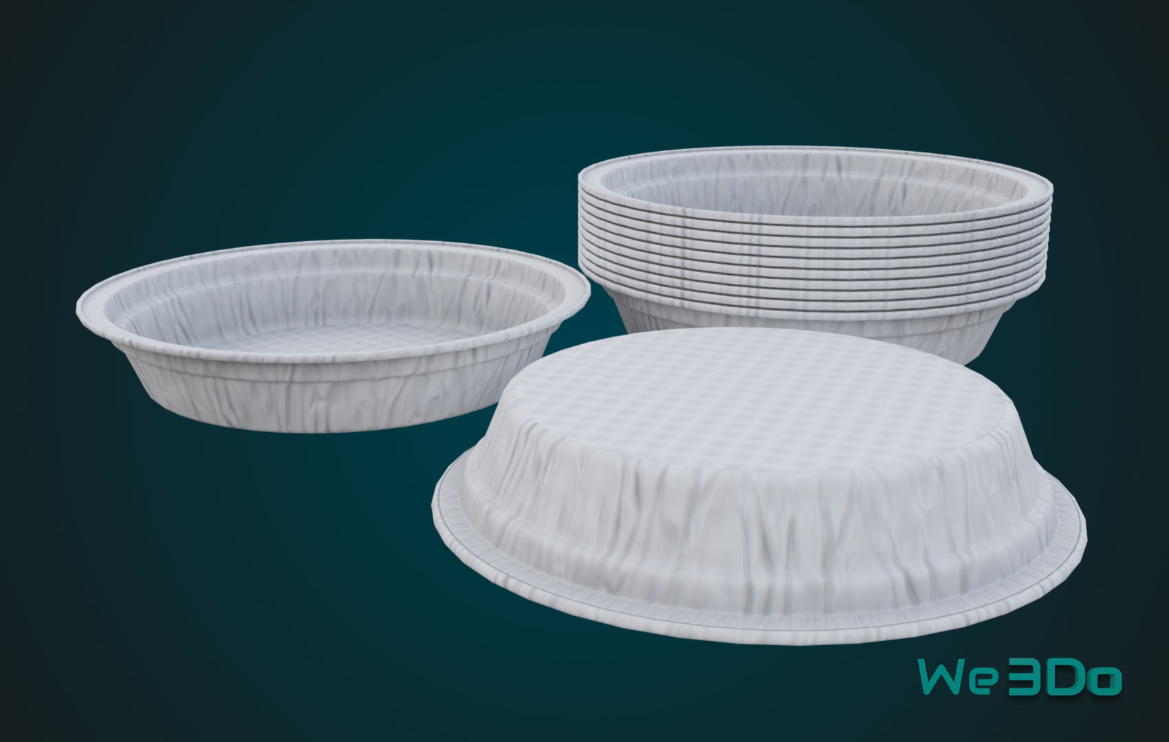 Aluminum Food Plate Low-poly 3D model_9