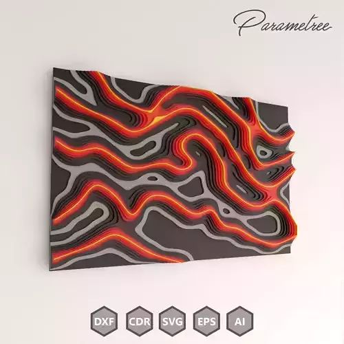 Parametric design Lava wallart CNC files Dxf  for laser cutting