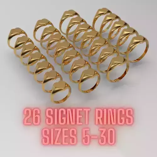 Signet Ring Heart Shaped