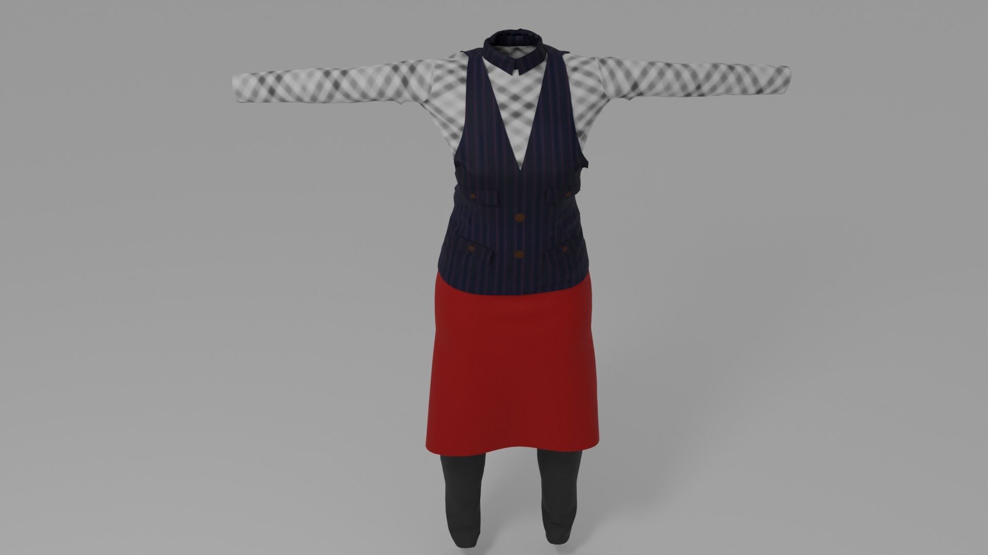 3D model Waiter Woman Uniform VR / AR / low-poly | CGTrader