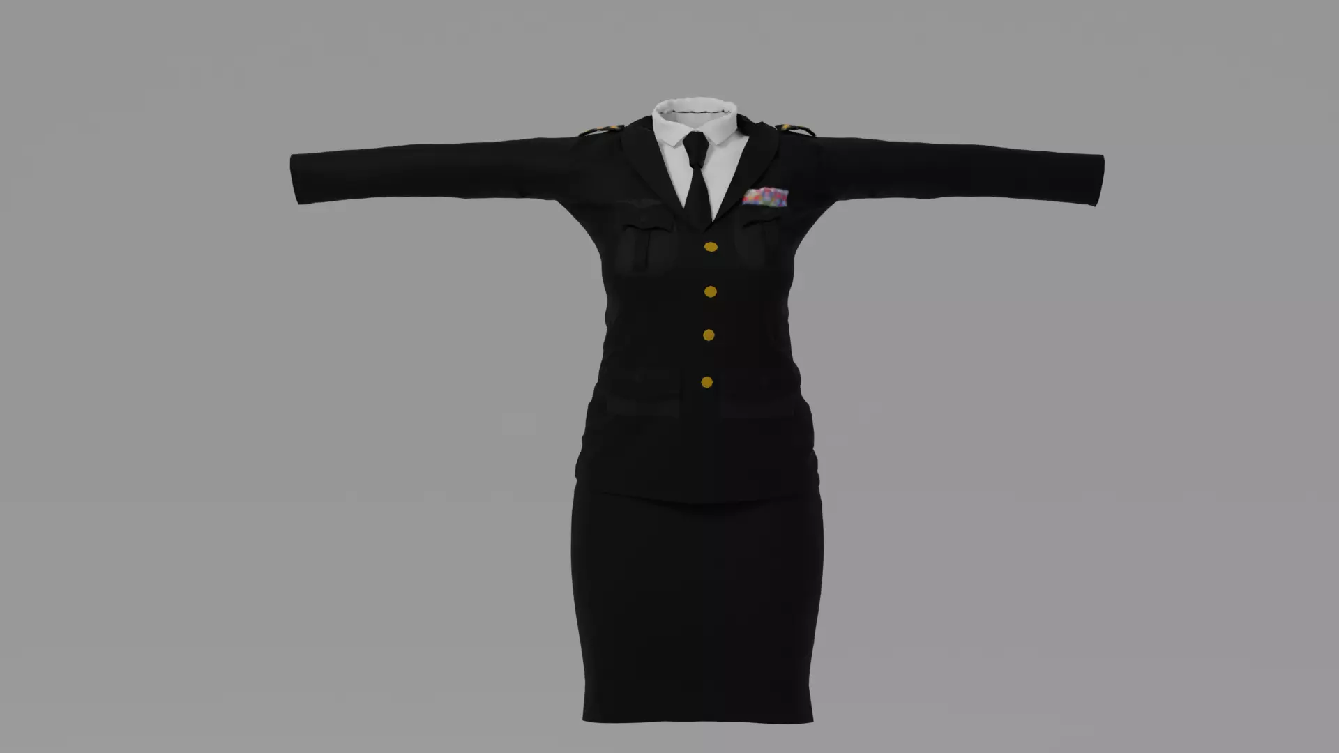 General Woman Uniform Low-poly 3D model